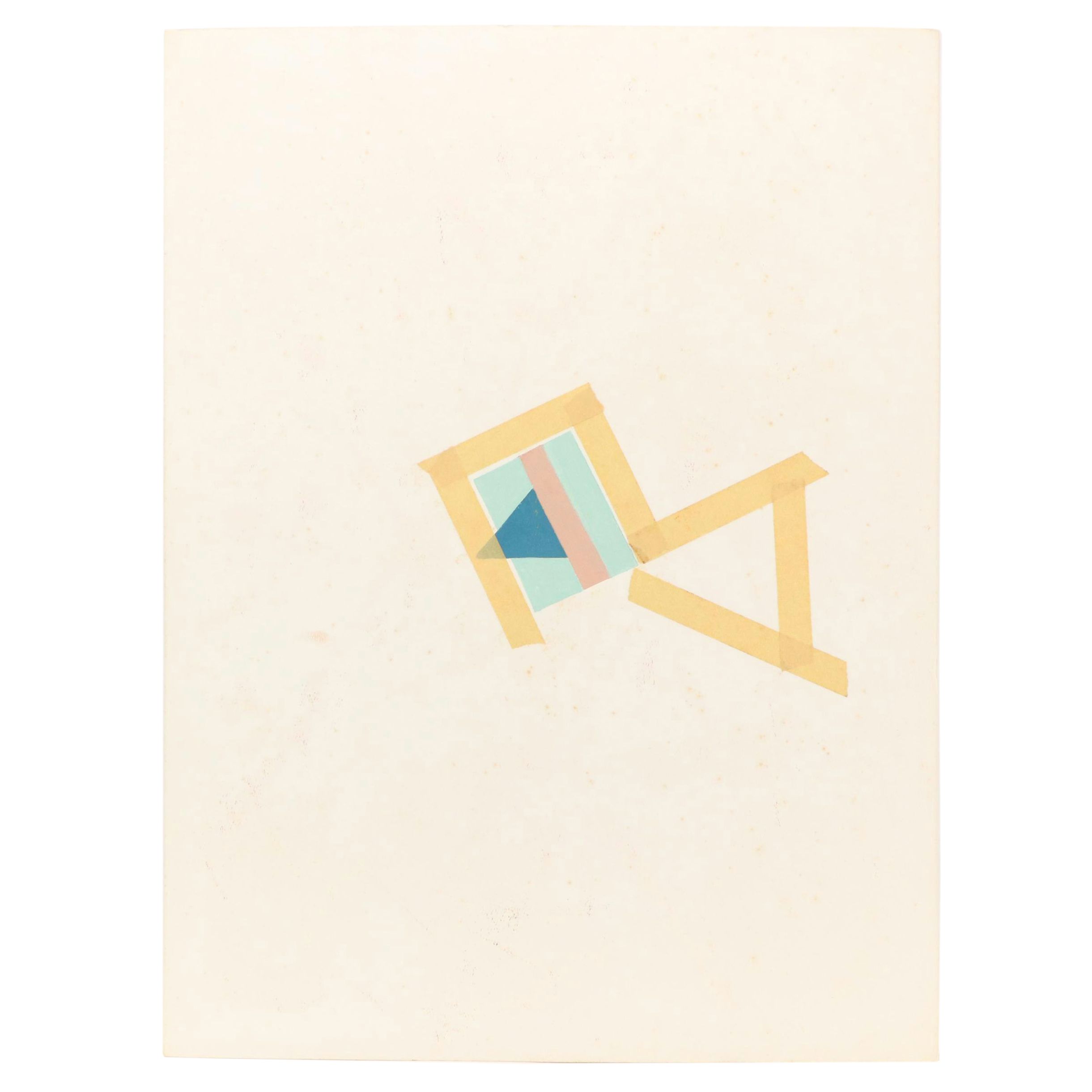 George W. Helman Modern Double-Sided Gouache Painting and Ink Drawing