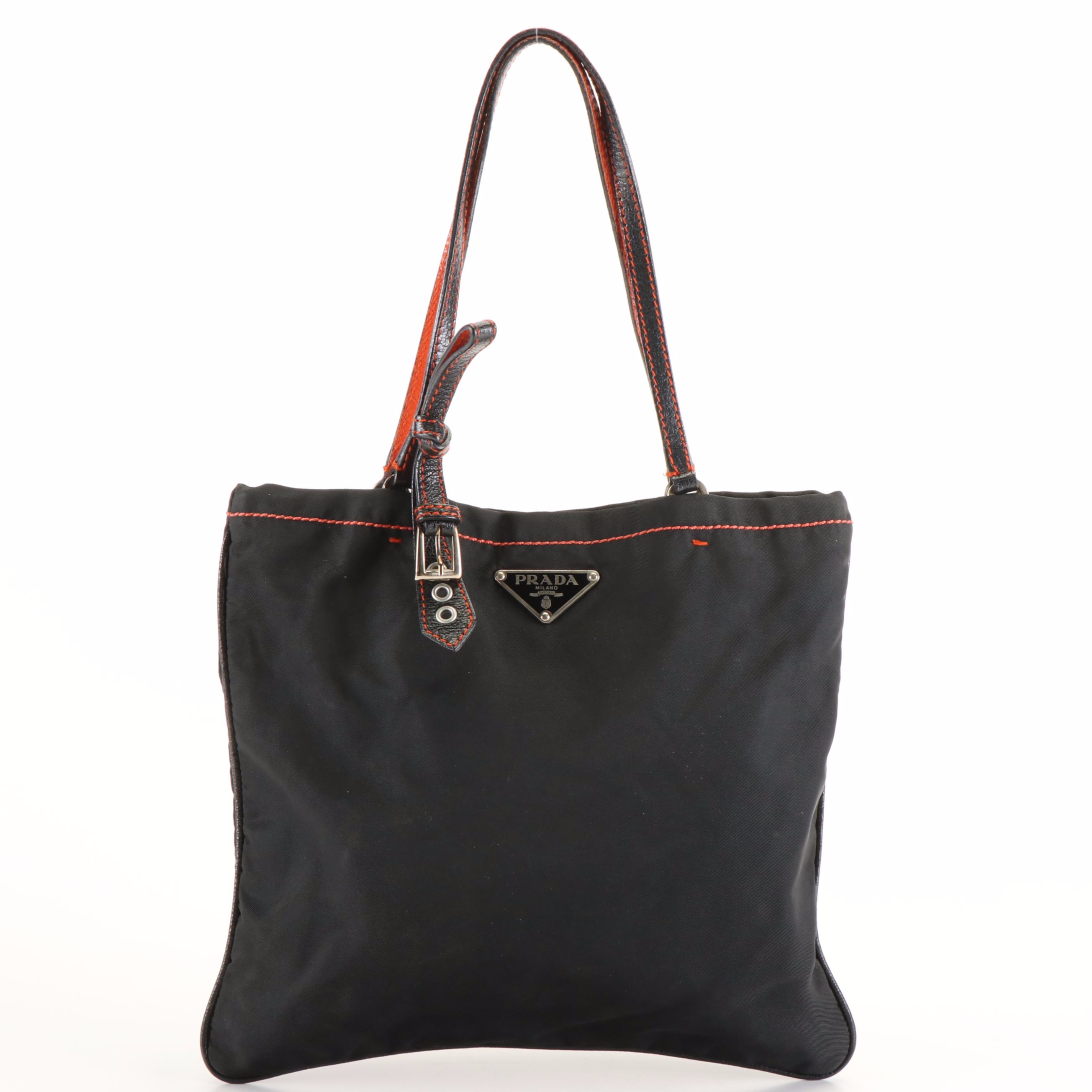 Prada Mini Shoulder Bag in Black and Orange Tessuto Nylon
