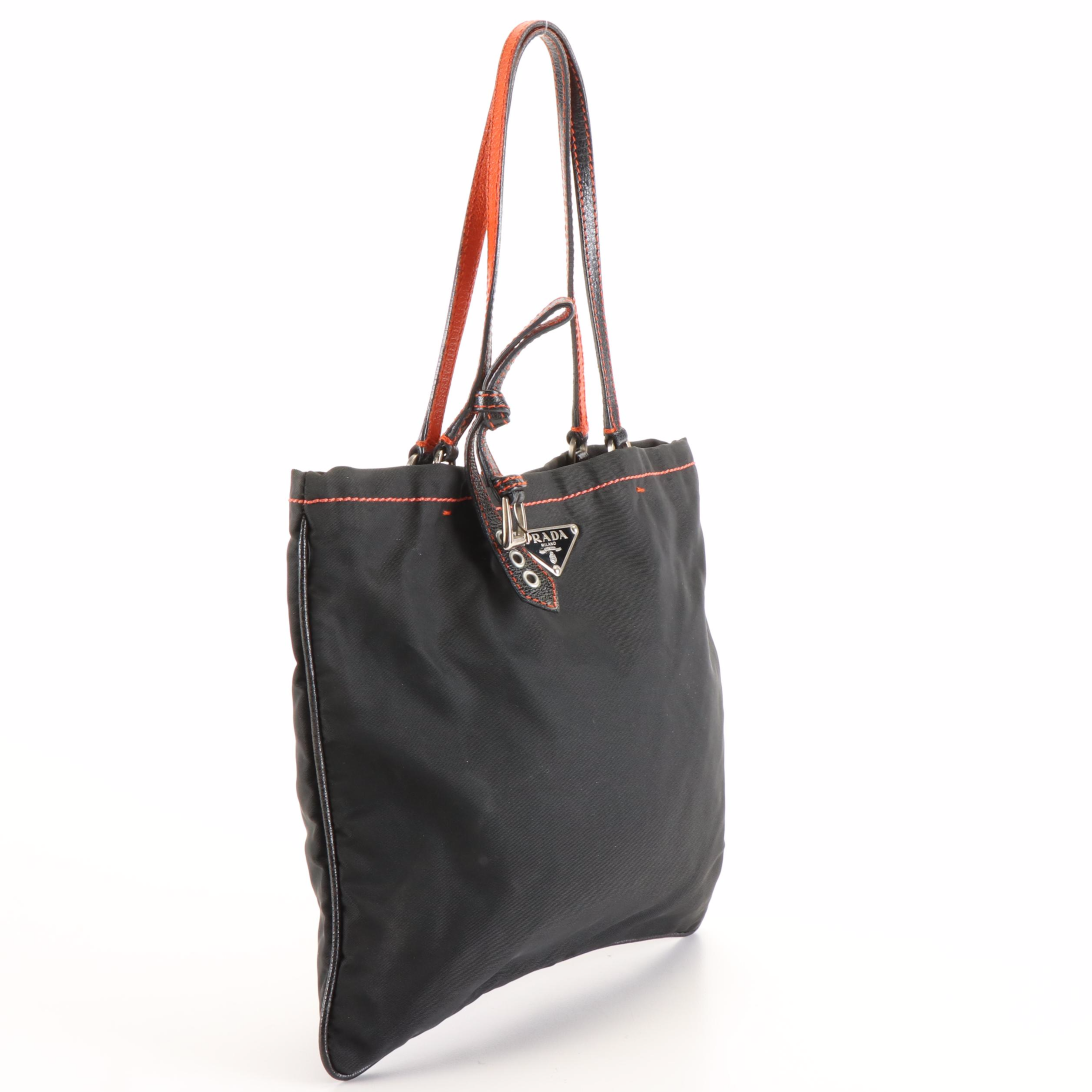 Prada Mini Shoulder Bag in Black and Orange Tessuto Nylon