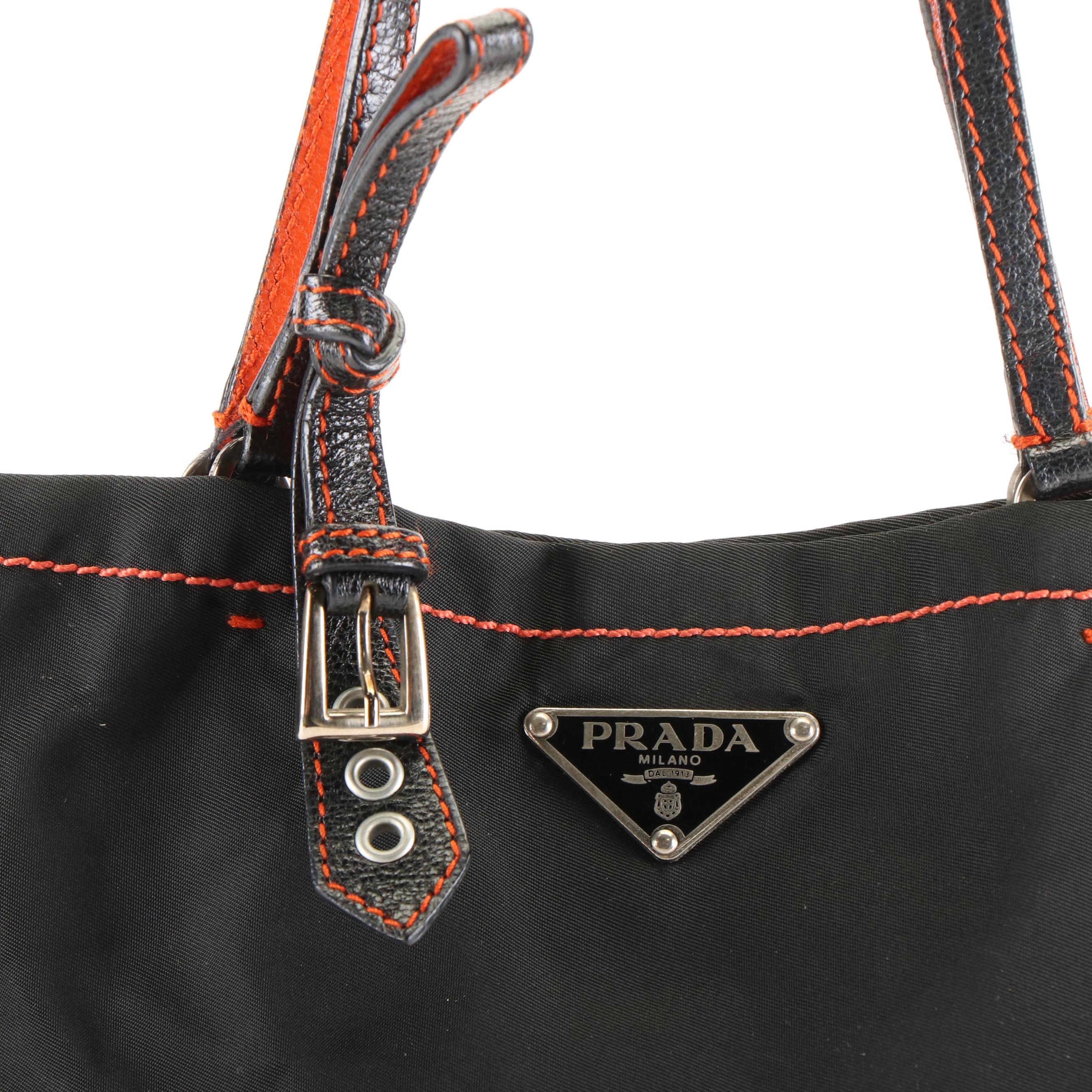 Prada Mini Shoulder Bag in Black and Orange Tessuto Nylon