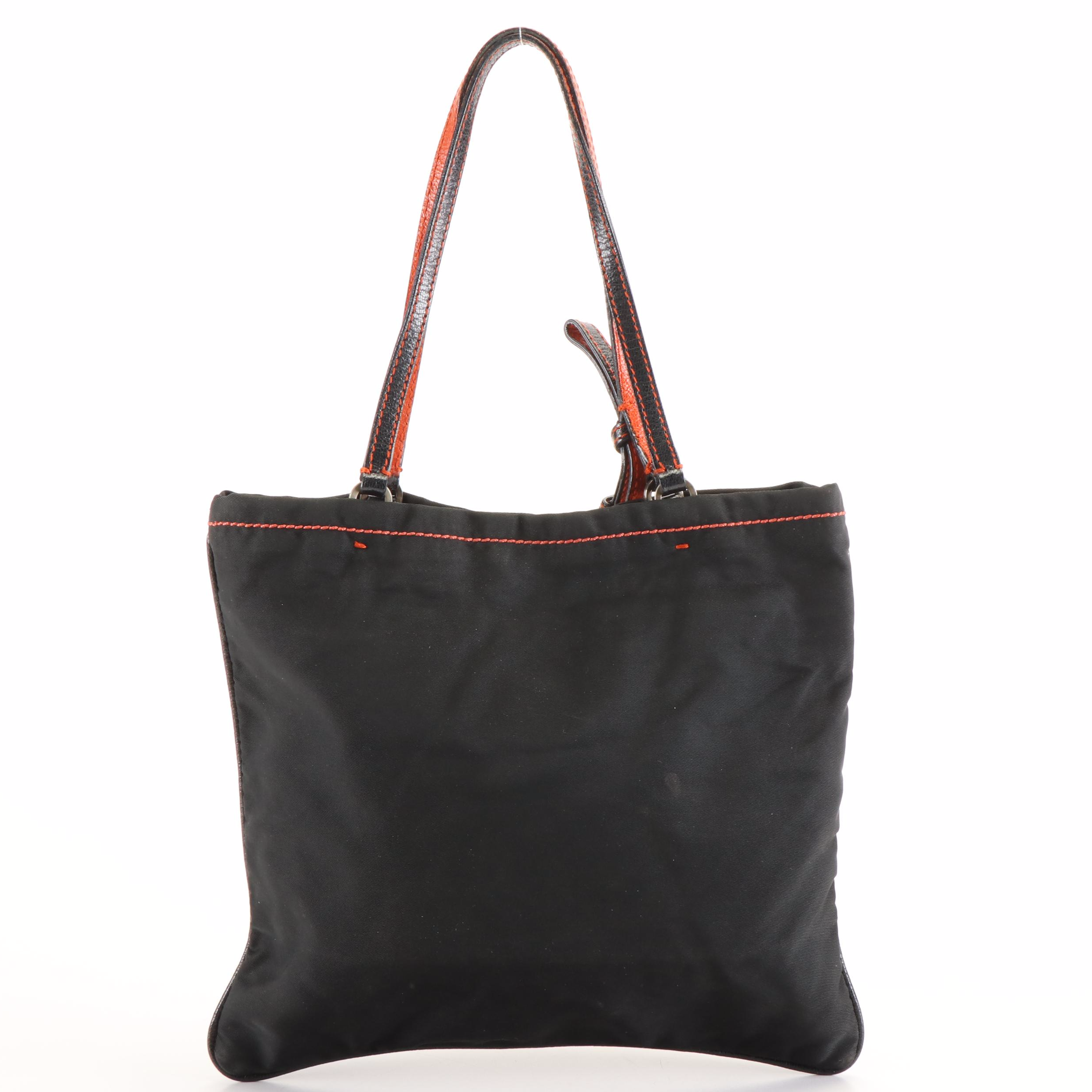 Prada Mini Shoulder Bag in Black and Orange Tessuto Nylon