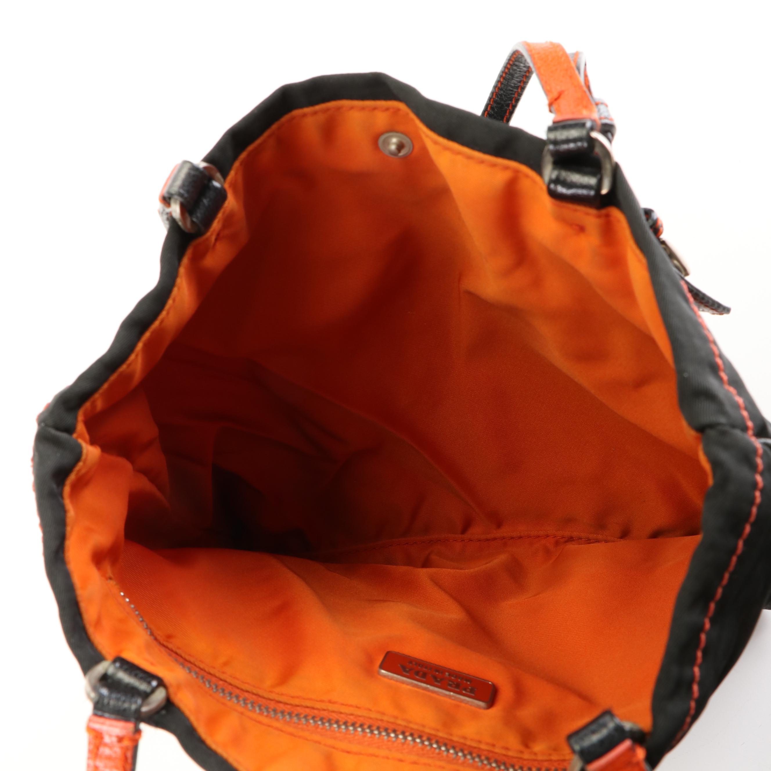 Prada Mini Shoulder Bag in Black and Orange Tessuto Nylon
