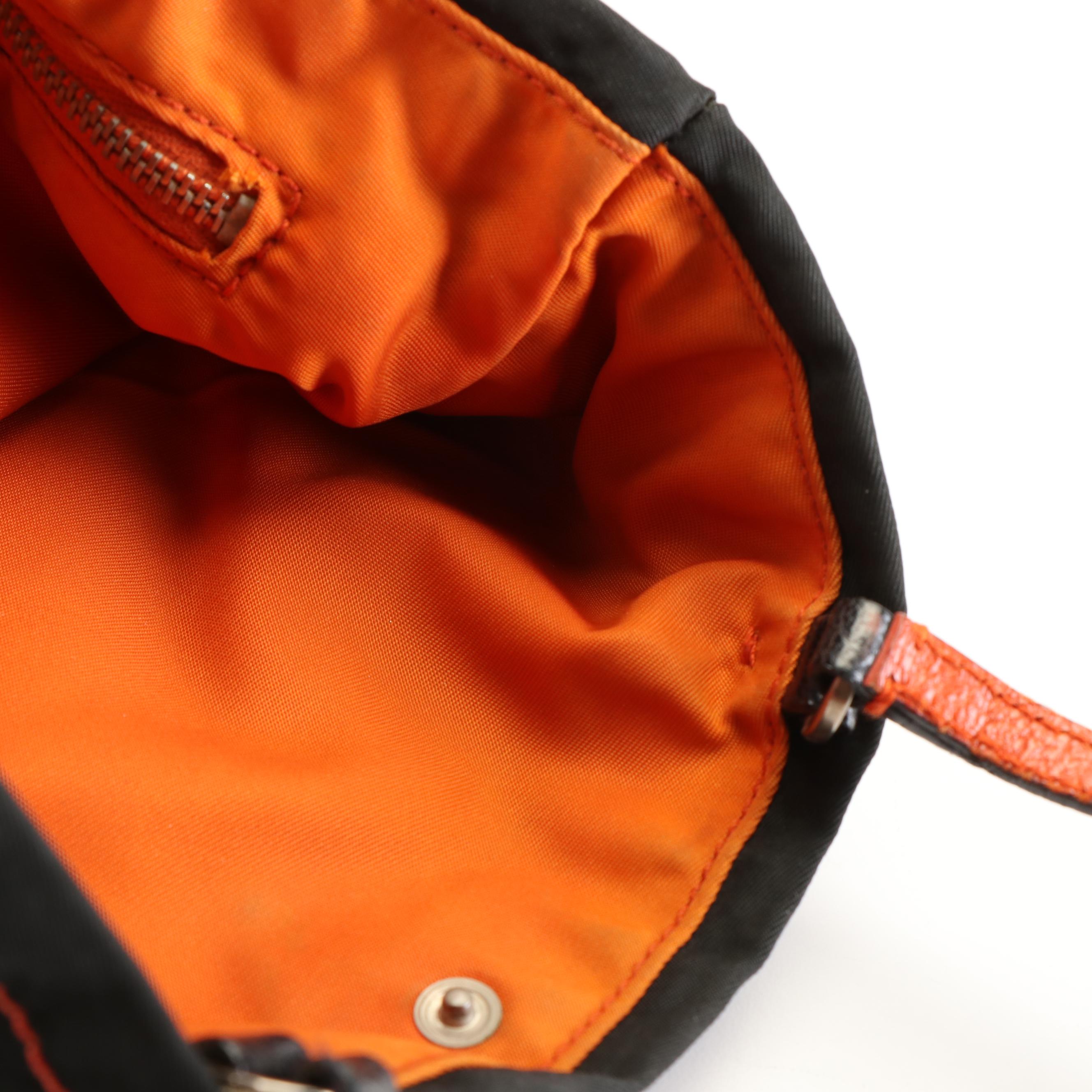 Prada Mini Shoulder Bag in Black and Orange Tessuto Nylon