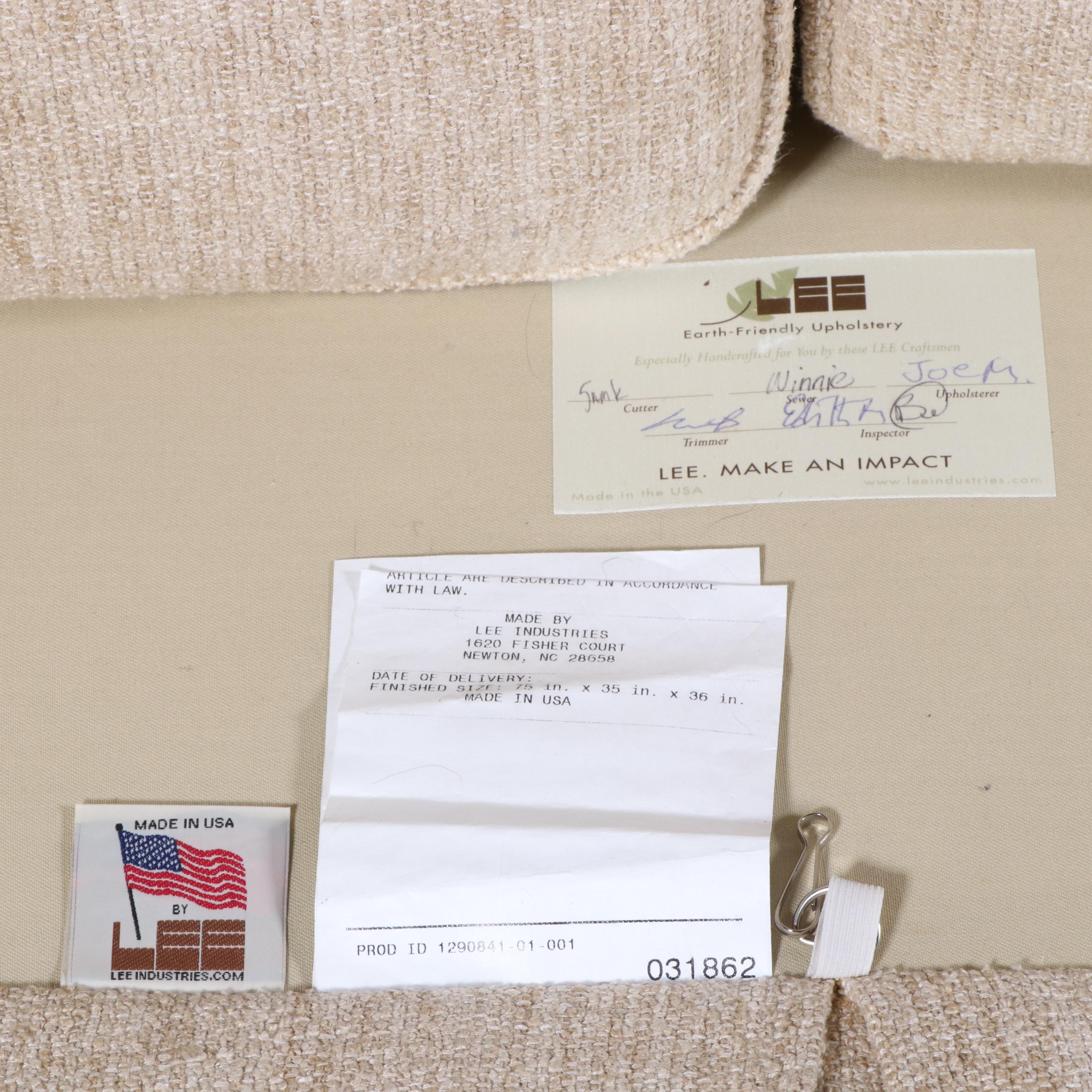 Lee Industries Custom-Upholstered Two-Seat Sofa