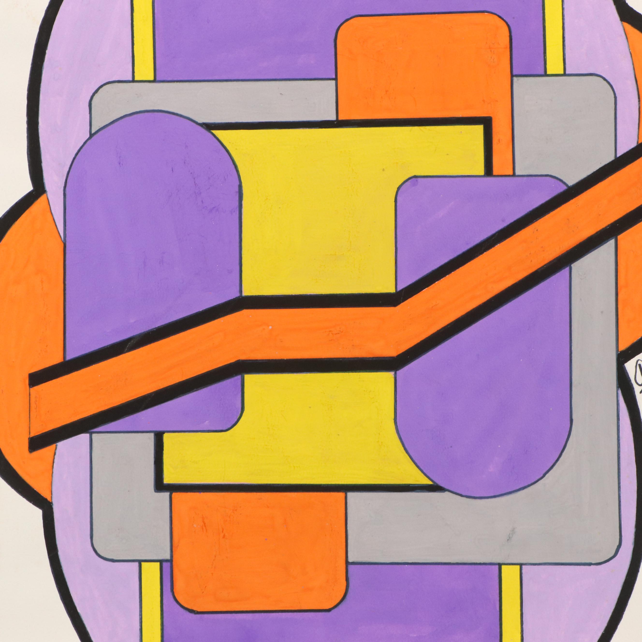 George W. Helman Modern Abstract Gouache Painting, 21st Century