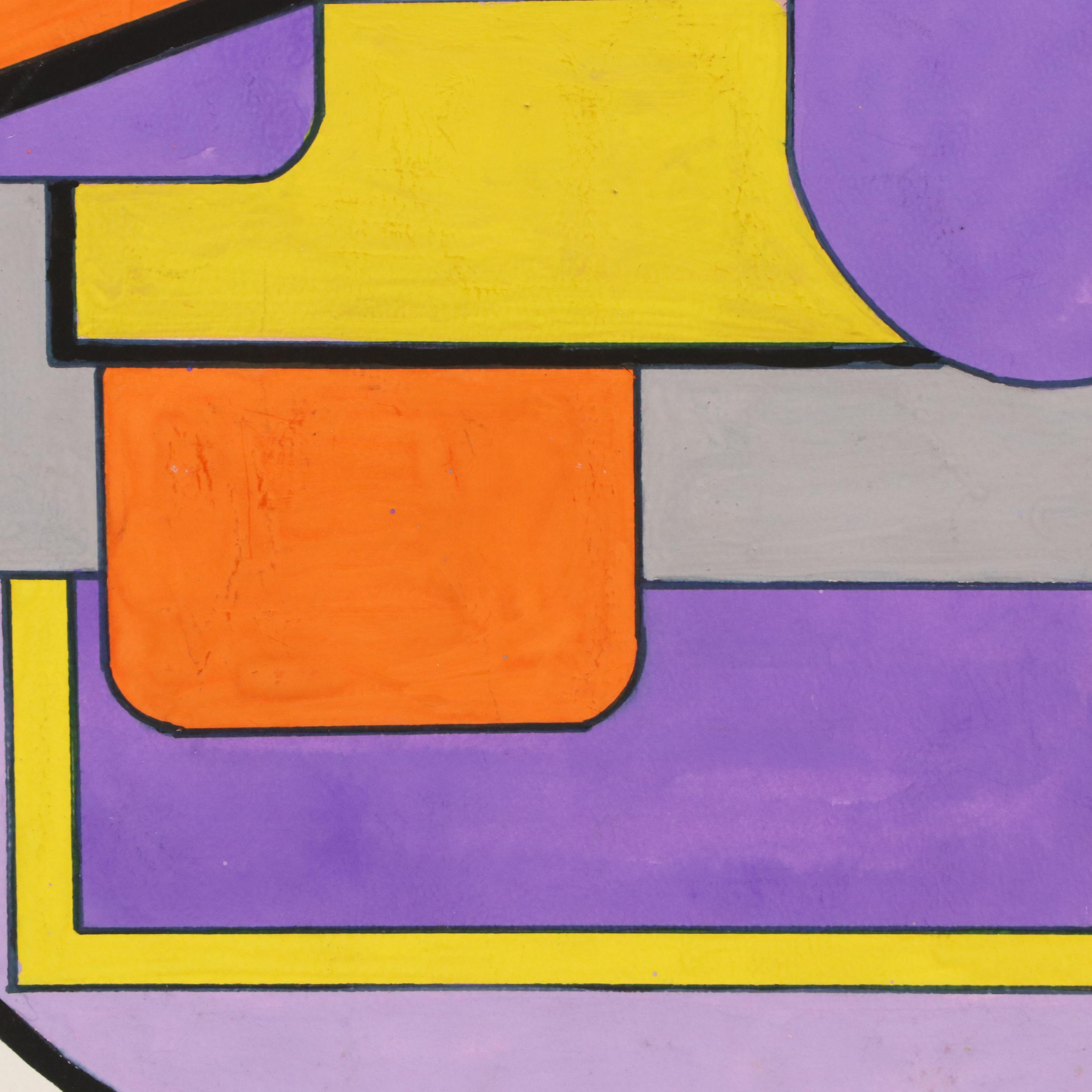 George W. Helman Modern Abstract Gouache Painting, 21st Century