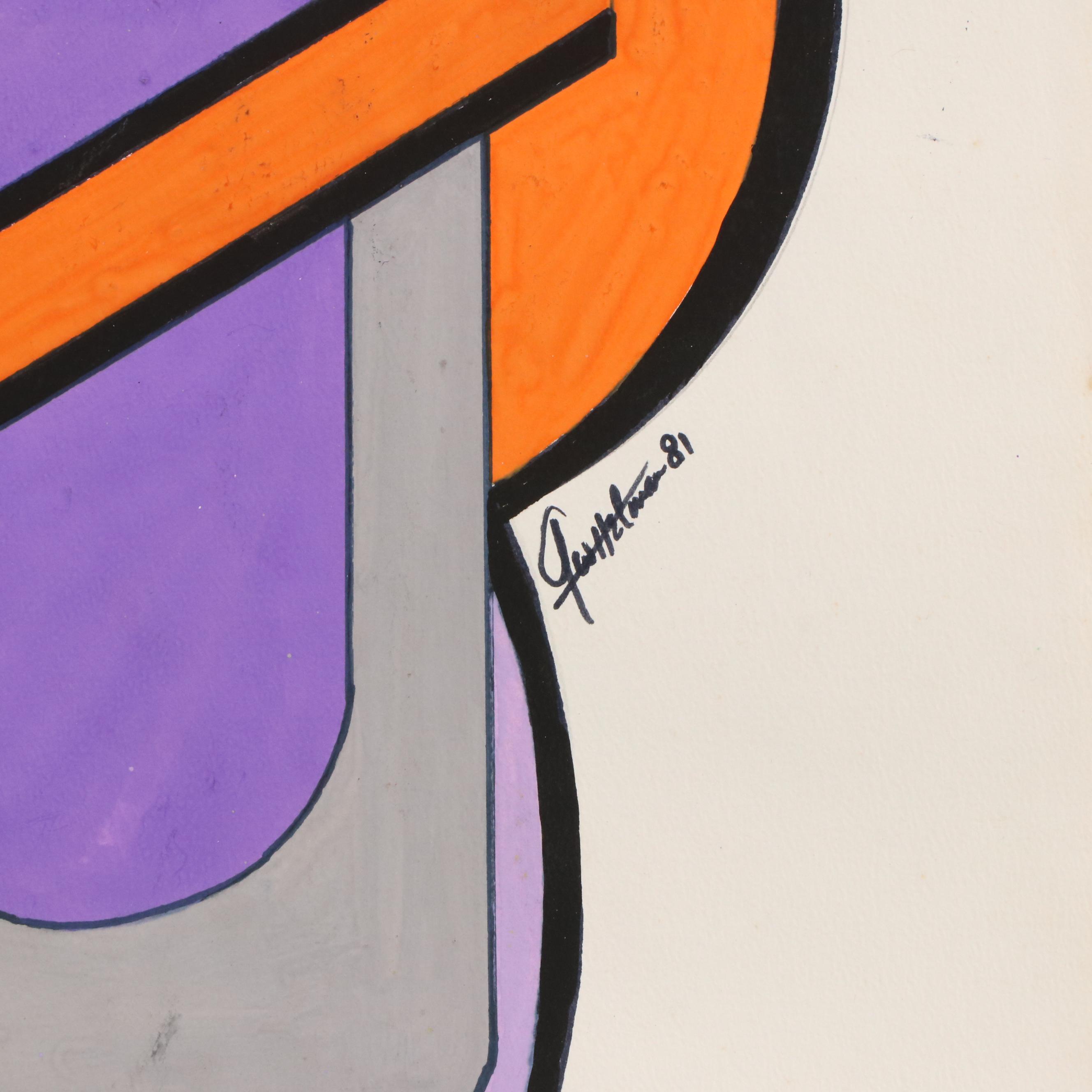 George W. Helman Modern Abstract Gouache Painting, 21st Century