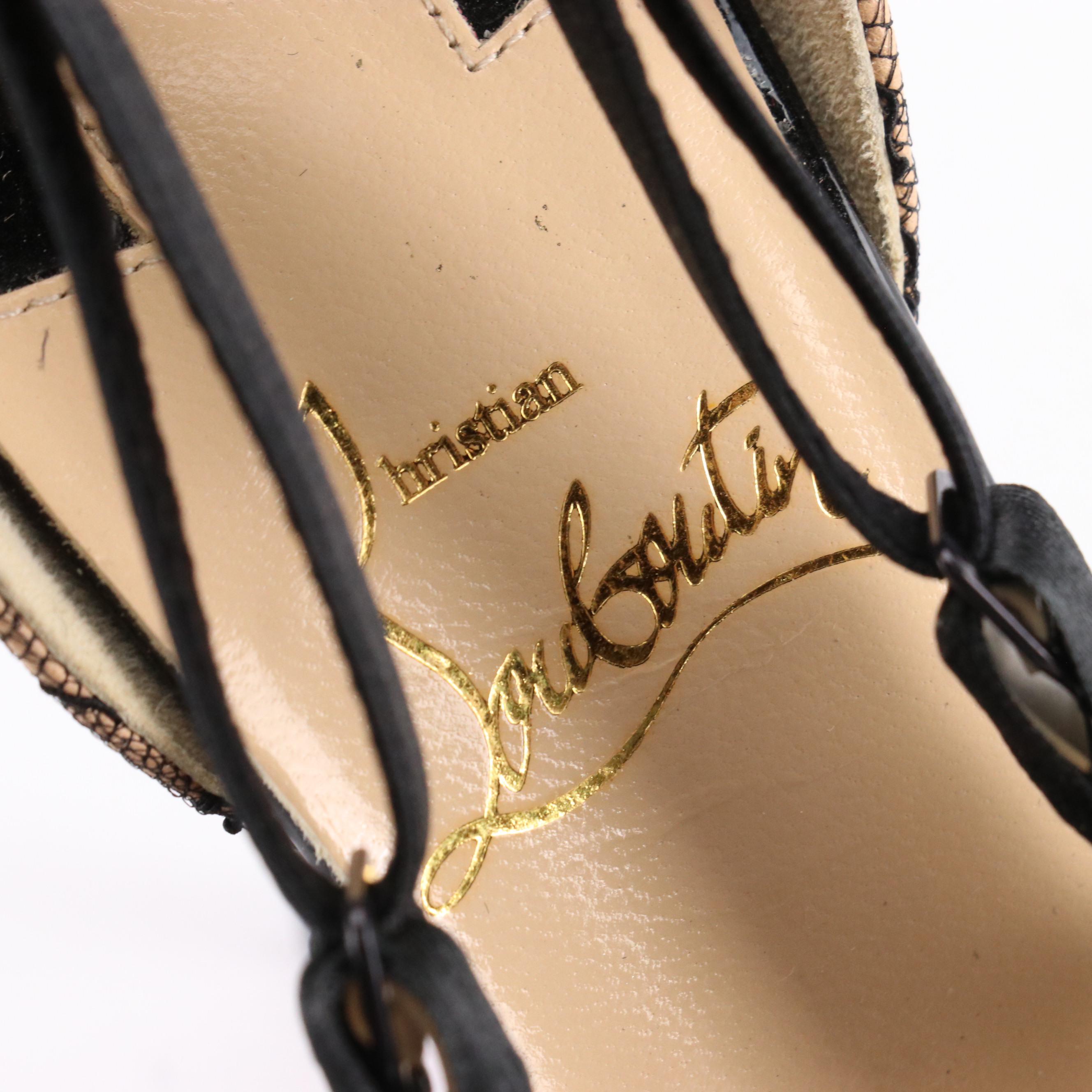 Christian Louboutin Black "Hot Jeanbi 100" Mesh Lace Pointed-Toe D'Orsay Pumps