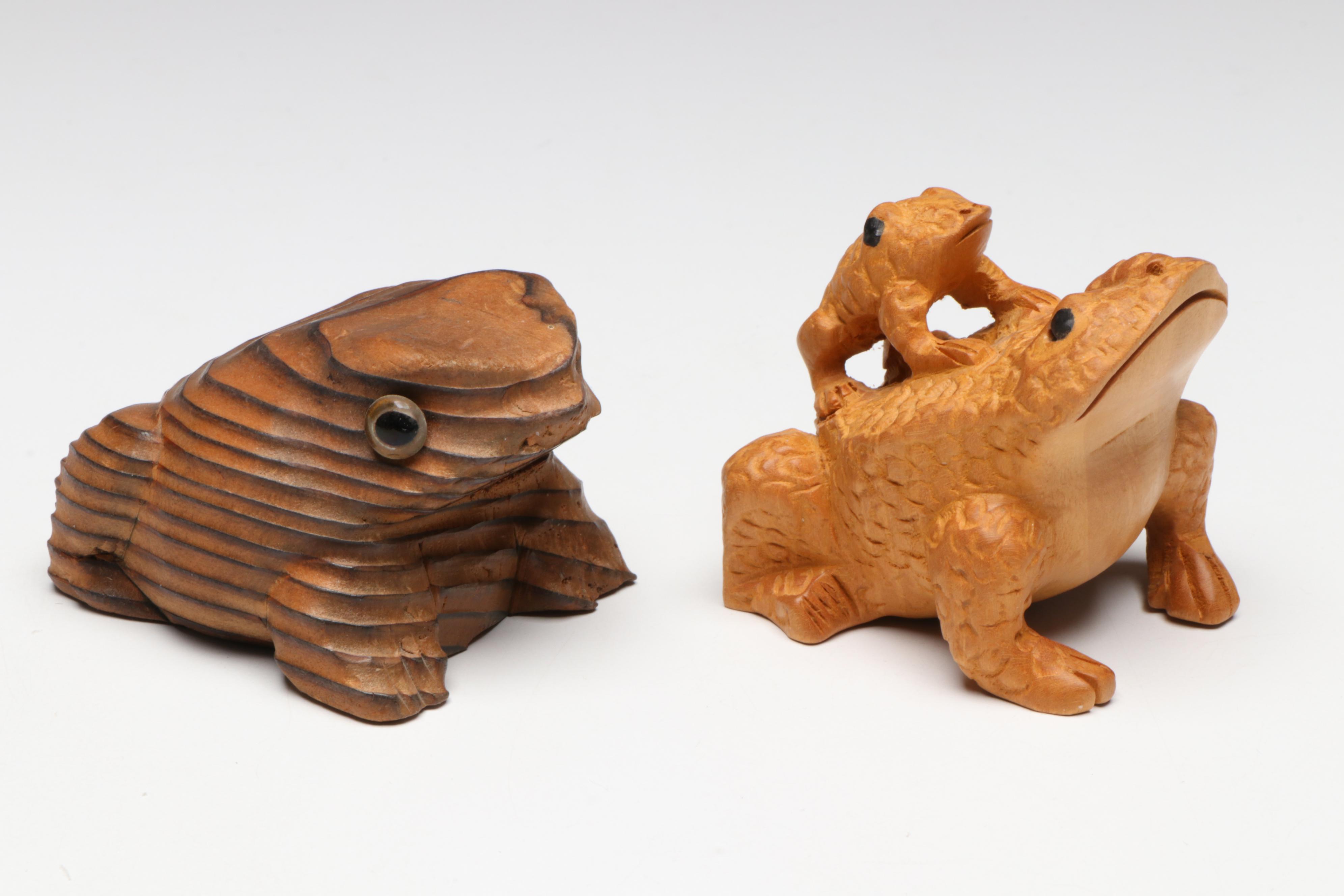 Sancai Frog & Flower Vase with Other Frog Figurines and Bonsai Planter