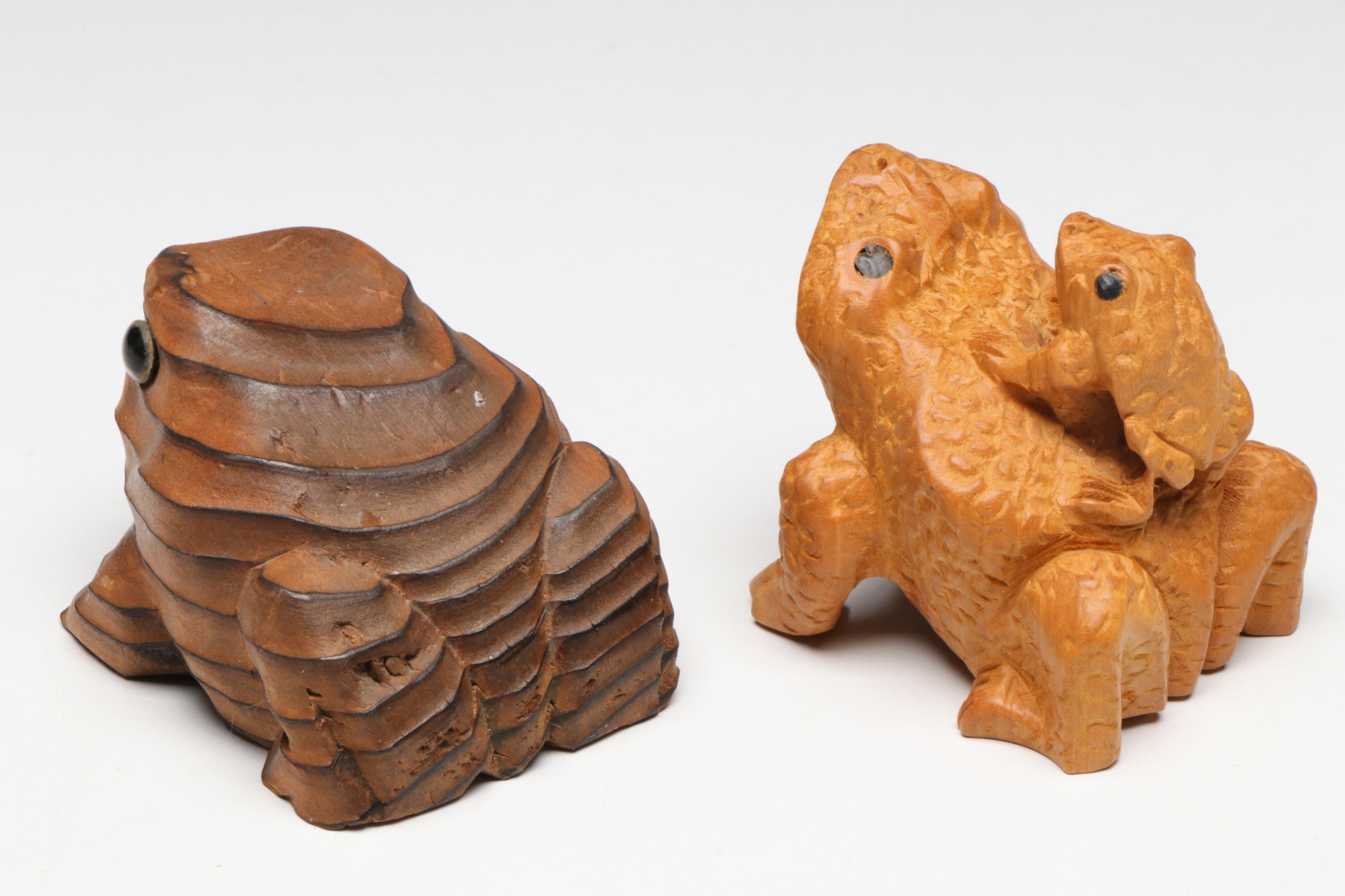 Sancai Frog & Flower Vase with Other Frog Figurines and Bonsai Planter