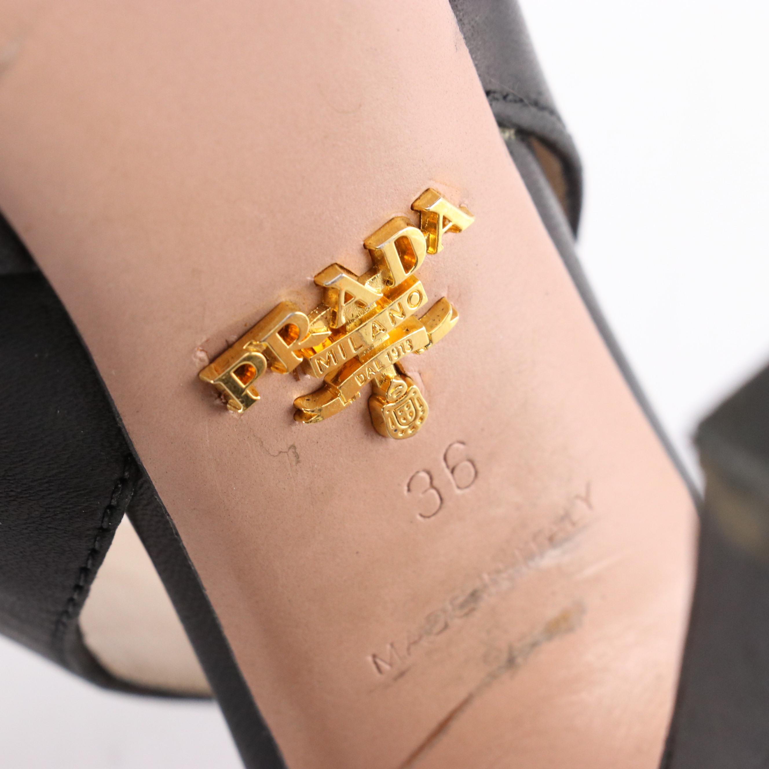 Prada Black Leather Platform Peep-Toe Slingbacks