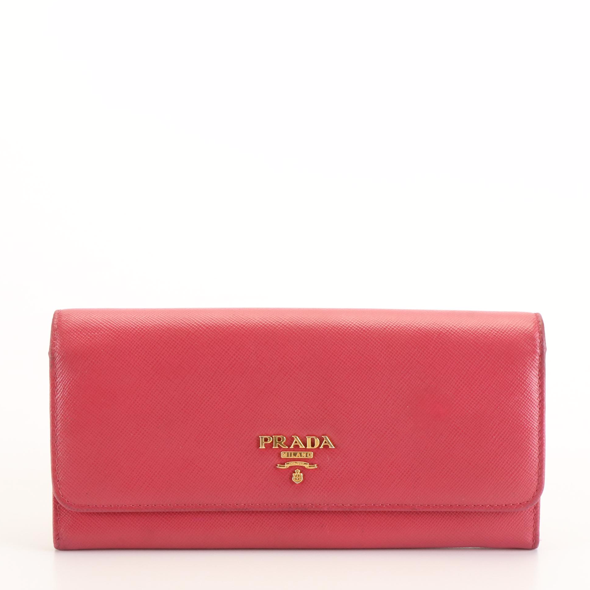 Prada Long Wallet in Peonia Saffiano Leather