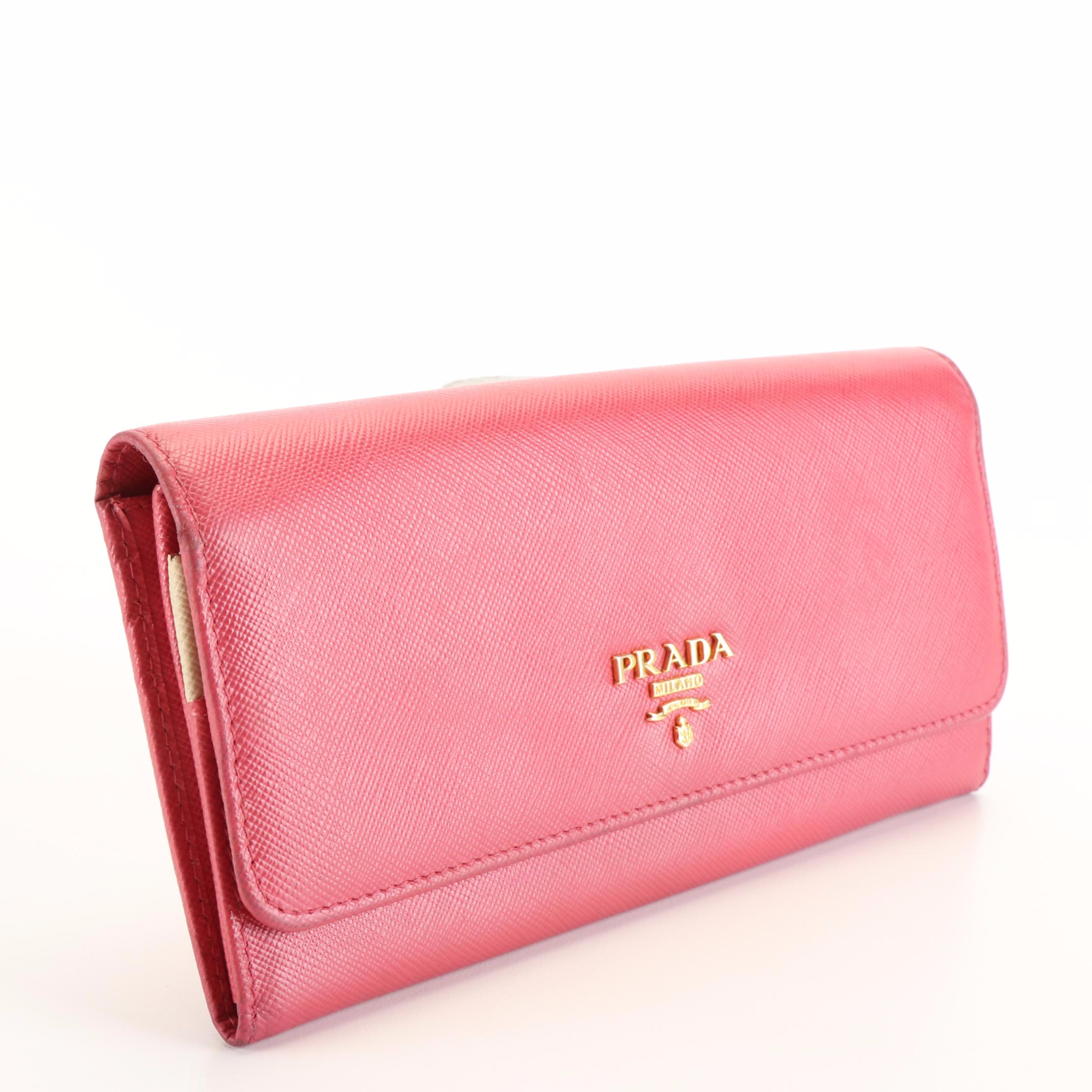 Prada Long Wallet in Peonia Saffiano Leather