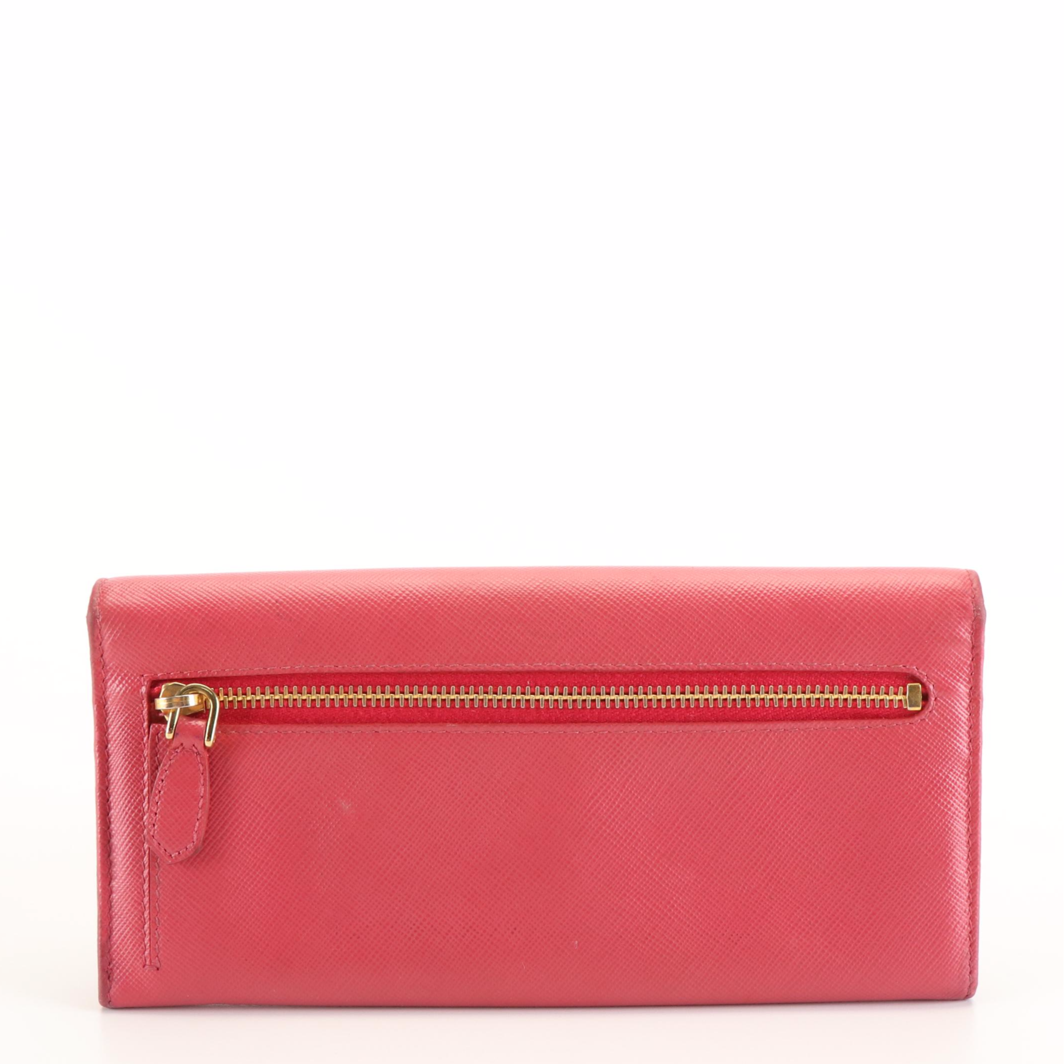 Prada Long Wallet in Peonia Saffiano Leather