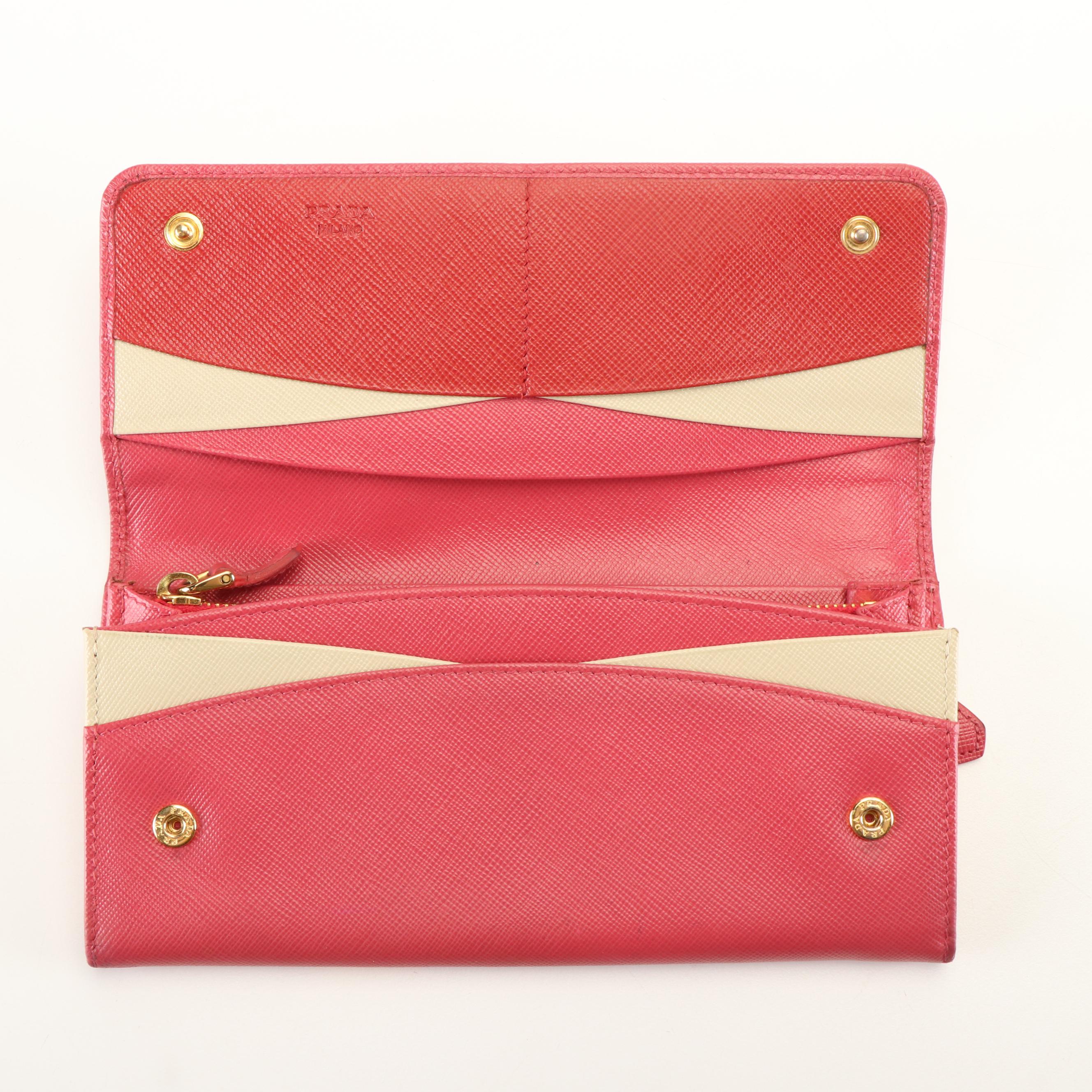Prada Long Wallet in Peonia Saffiano Leather