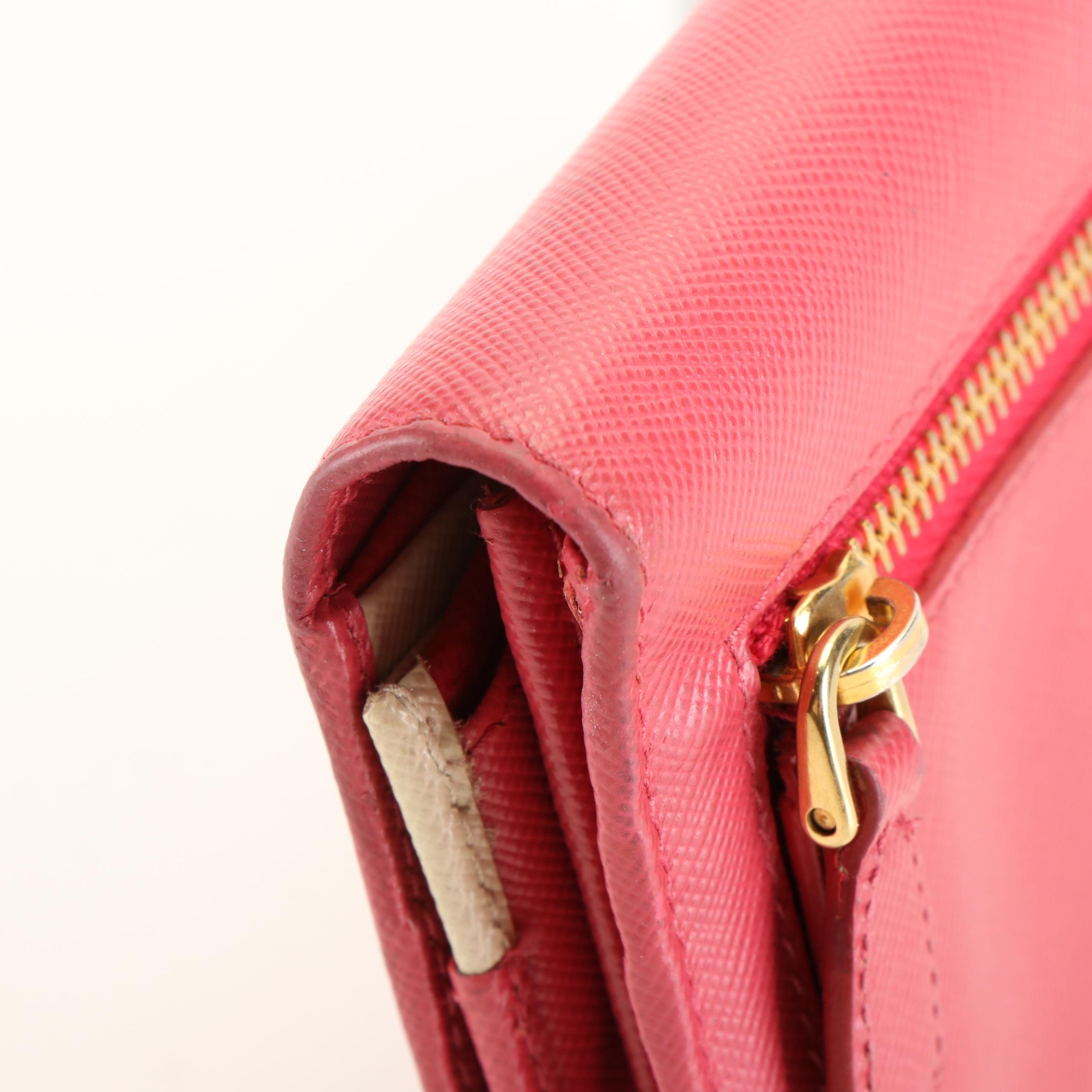 Prada Long Wallet in Peonia Saffiano Leather