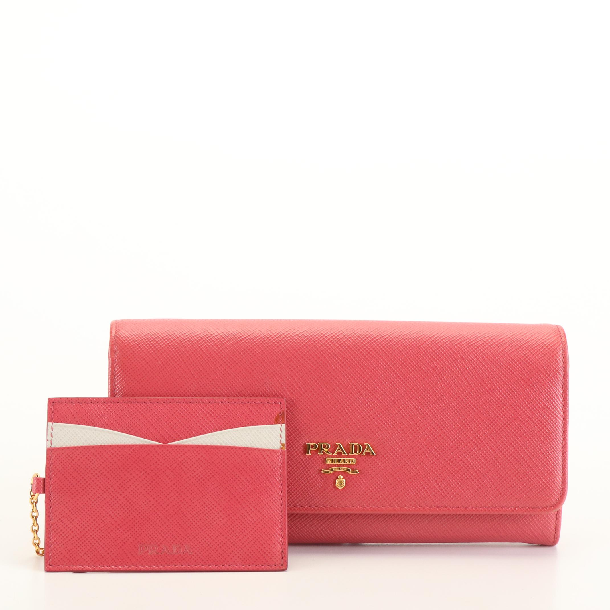 Prada Long Wallet in Peonia Saffiano Leather