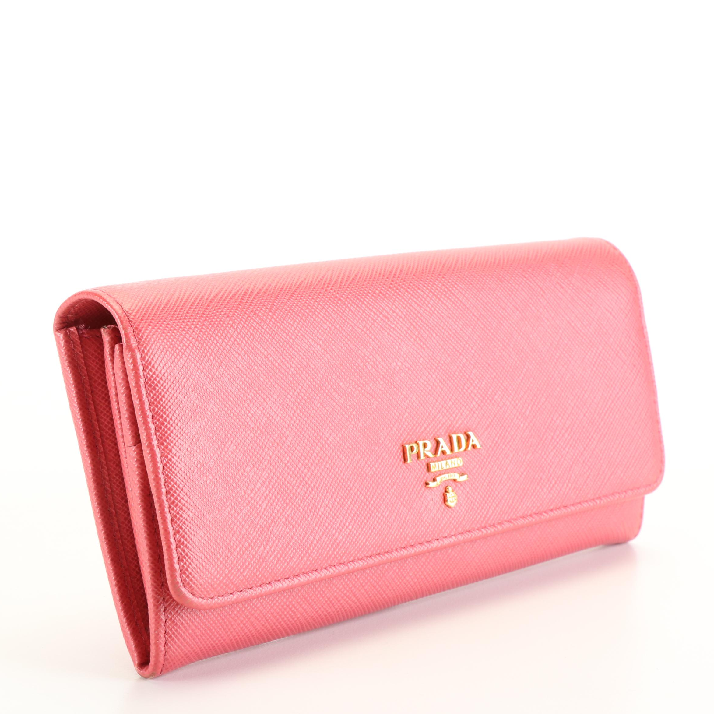 Prada Long Wallet in Peonia Saffiano Leather