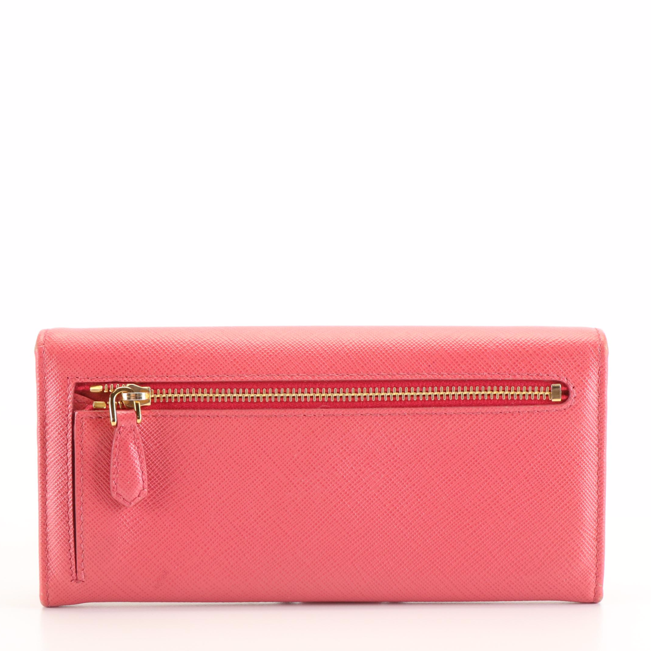 Prada Long Wallet in Peonia Saffiano Leather