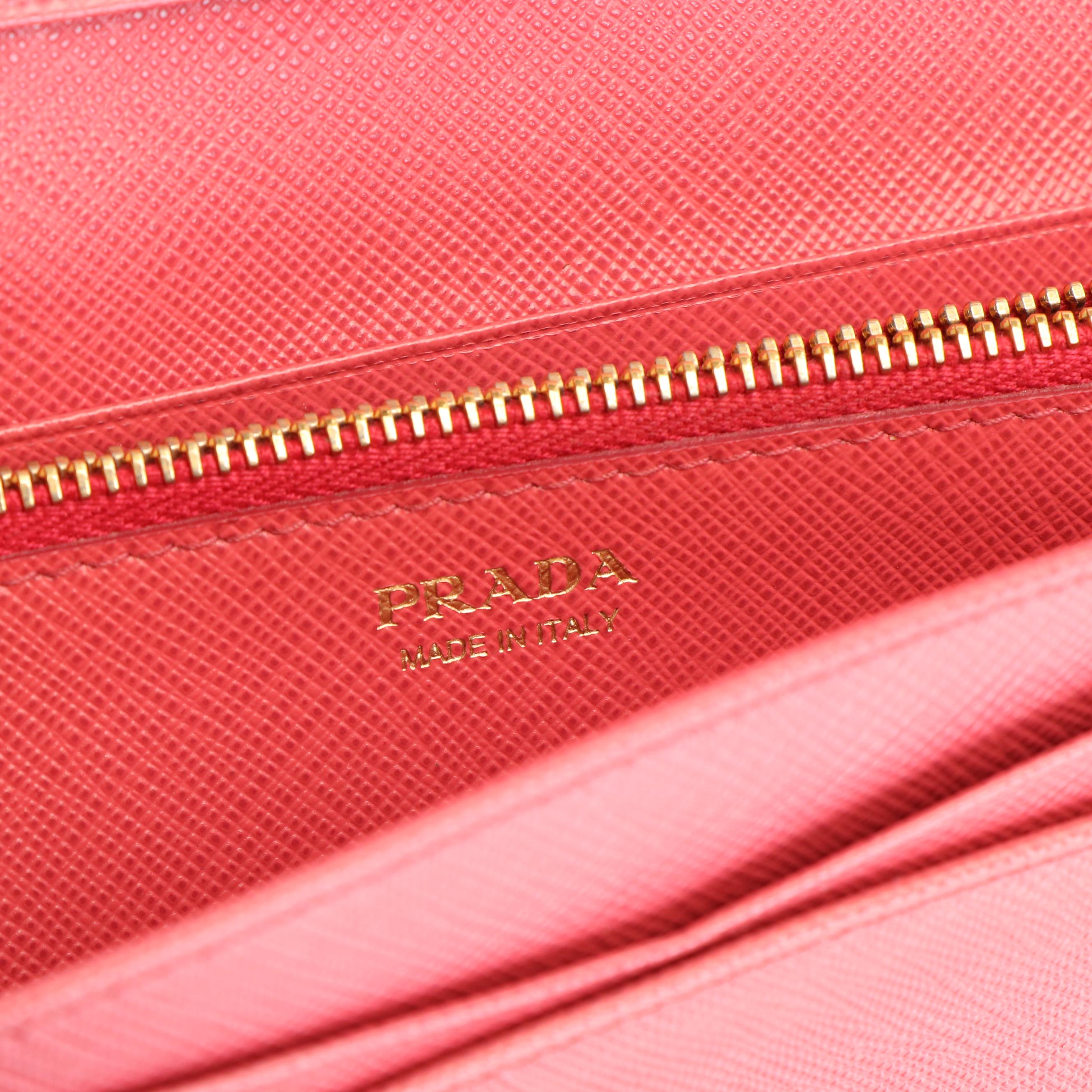 Prada Long Wallet in Peonia Saffiano Leather