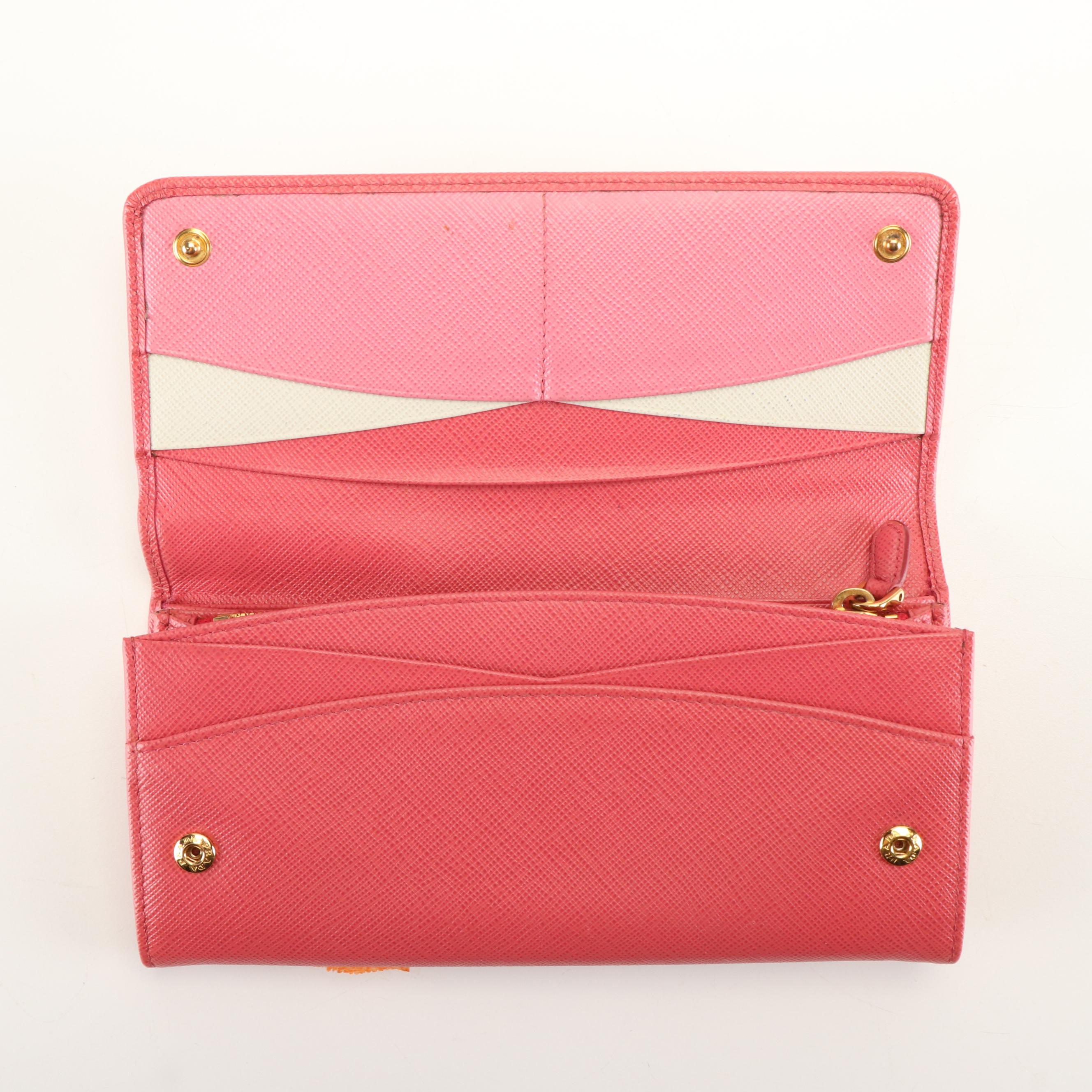 Prada Long Wallet in Peonia Saffiano Leather