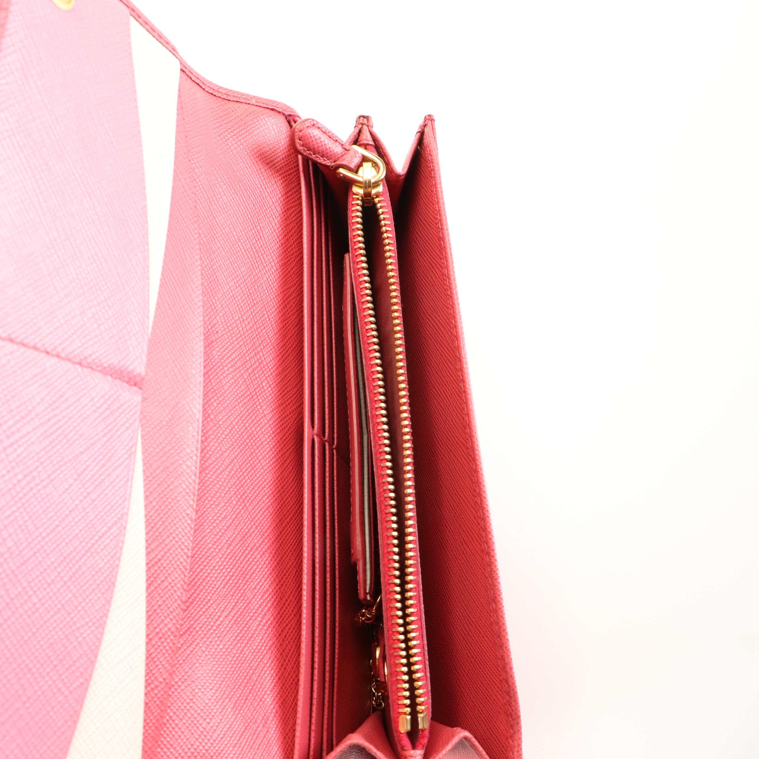 Prada Long Wallet in Peonia Saffiano Leather