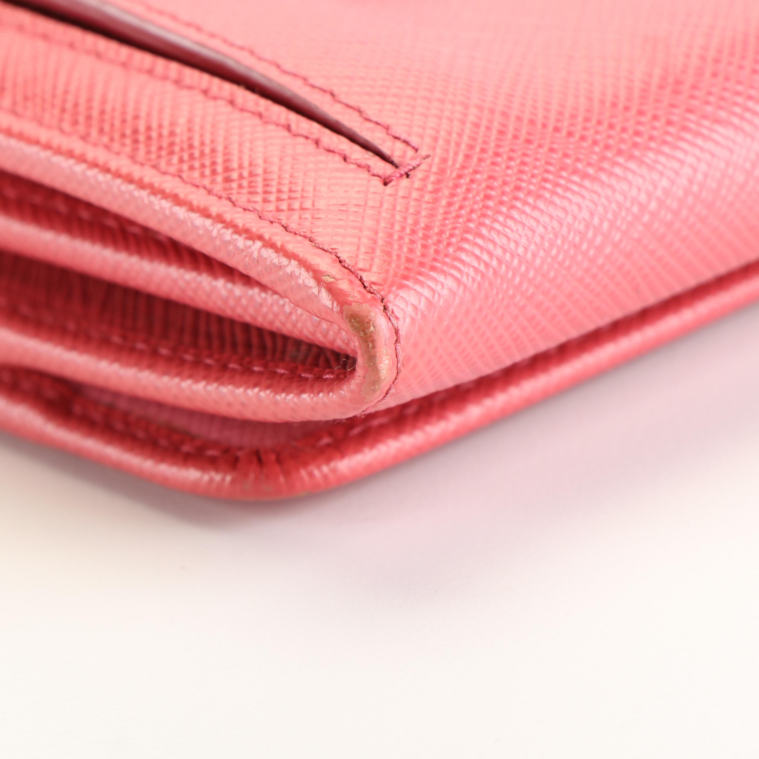 Prada Long Wallet in Peonia Saffiano Leather