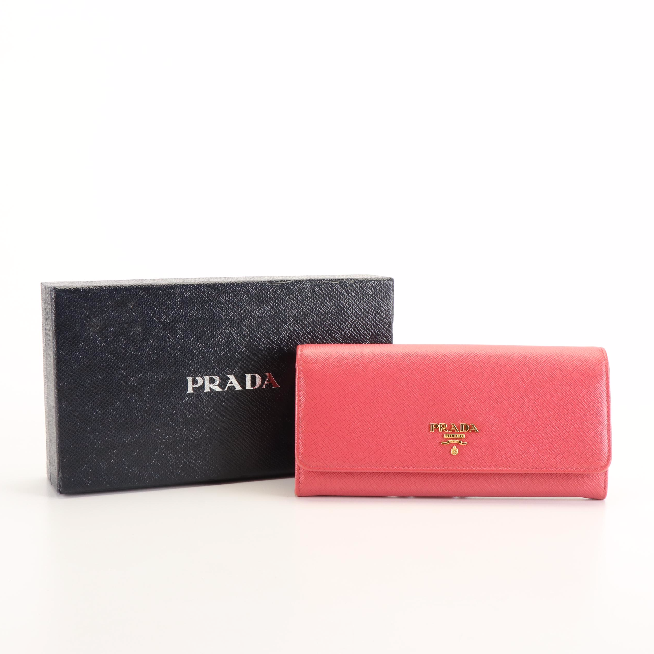 Prada Long Wallet in Peonia Saffiano Leather
