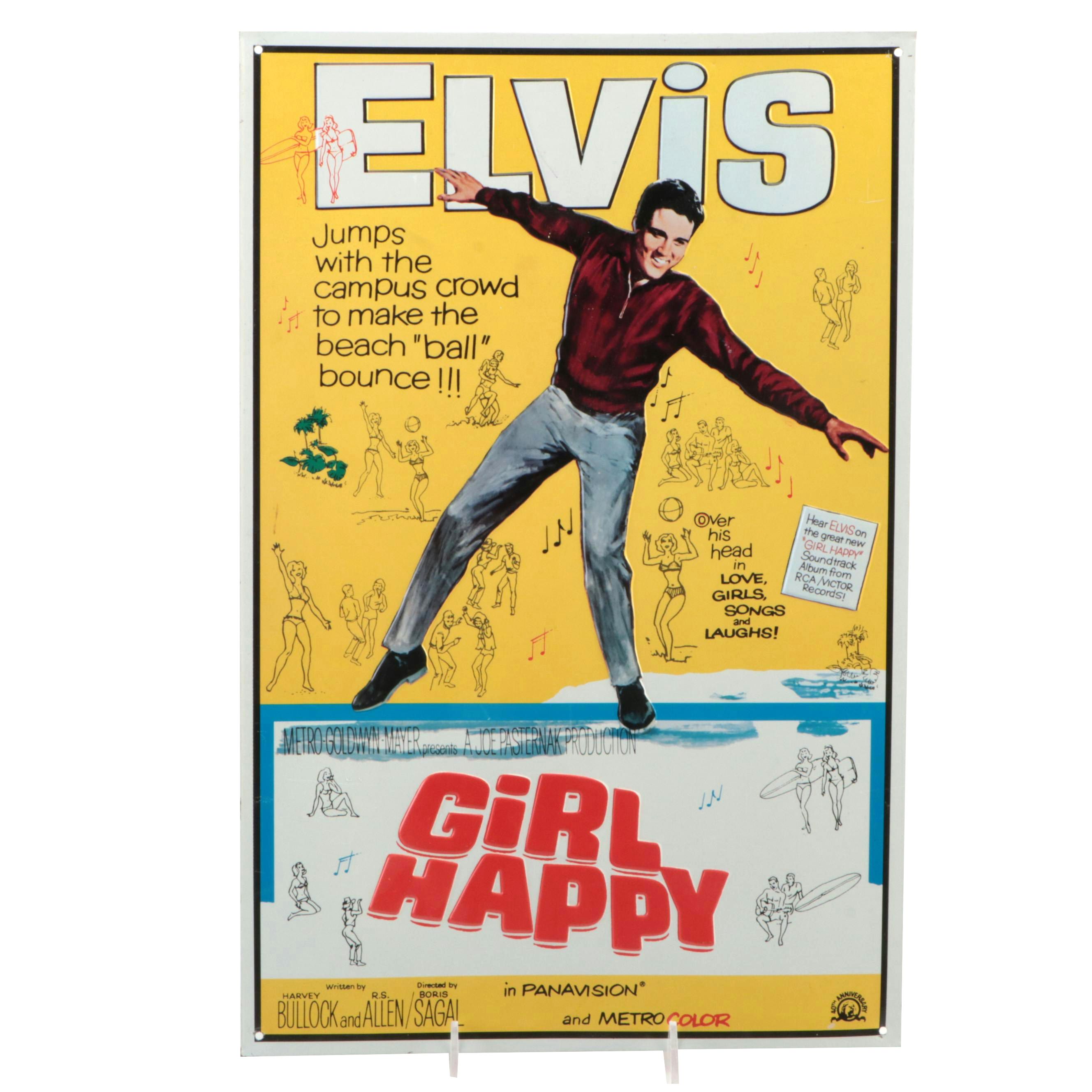Elvis Presley "Girl Happy" Metal Sign, 1994
