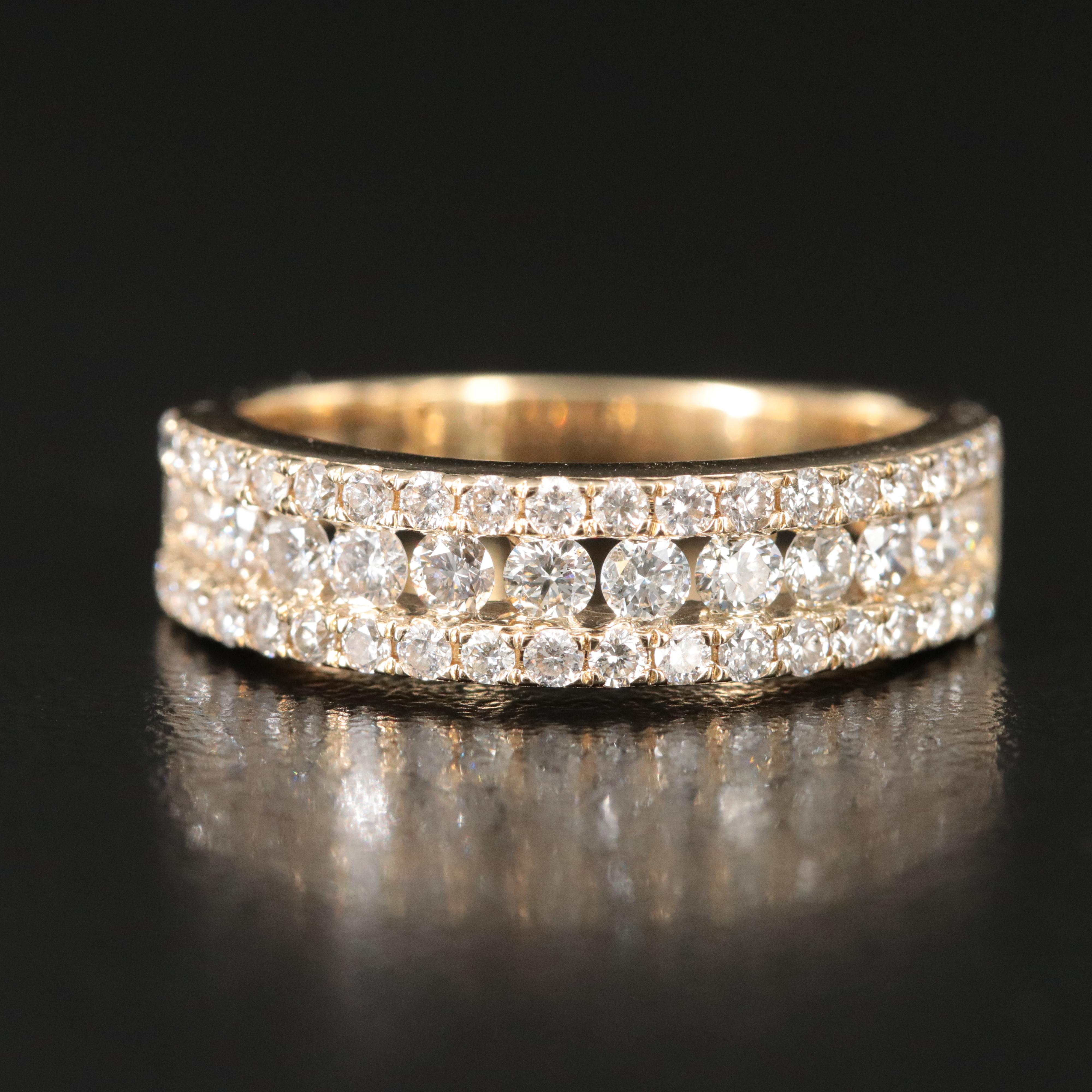 14K 1.56 CTW Three Row Ring