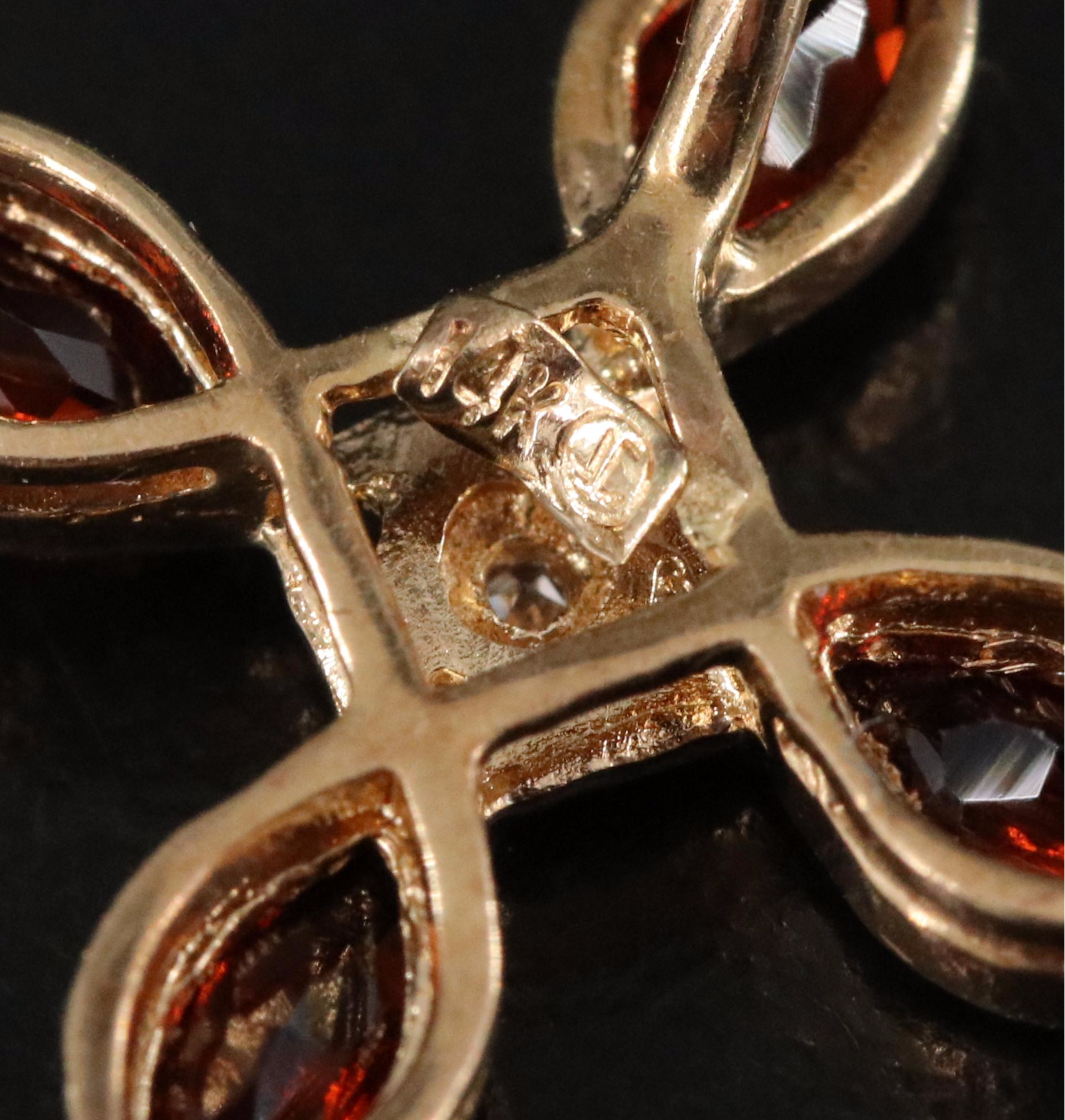 14K Diamond and Garnet Cross Pendant
