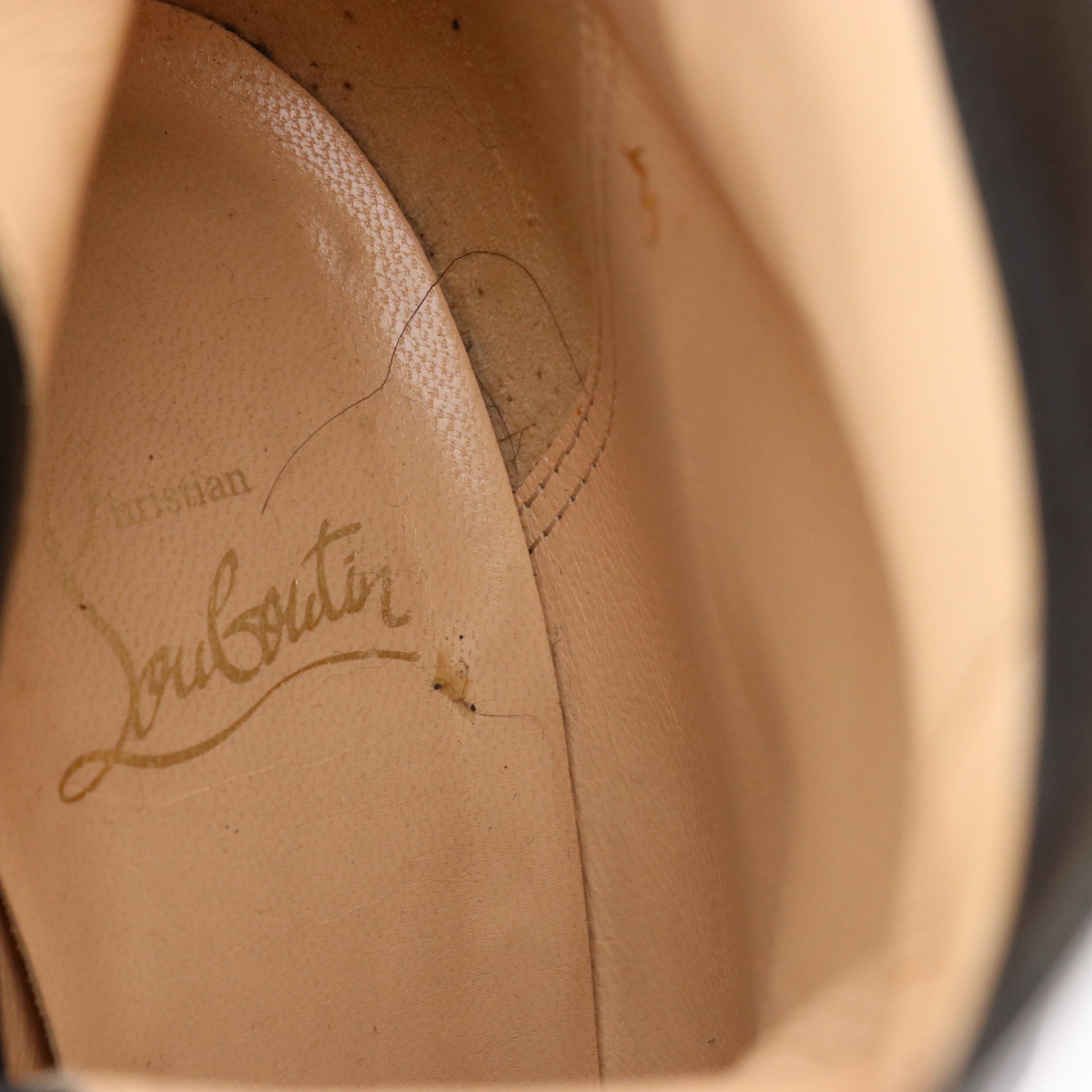 Christian Louboutin Black Patent Leather High-Heeled Platform Booties