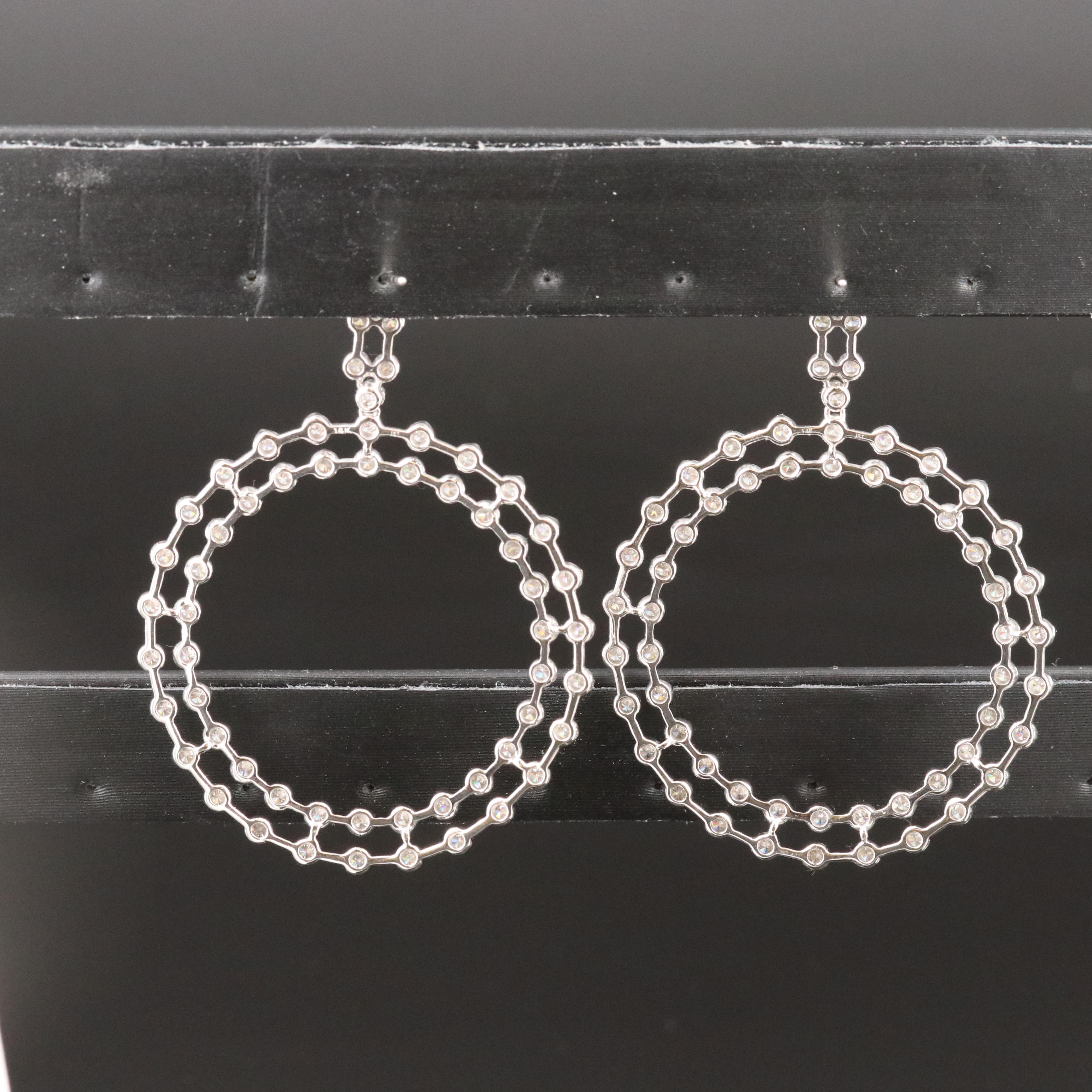 14K 3.18 CTW Diamond Circle Drop Earrings