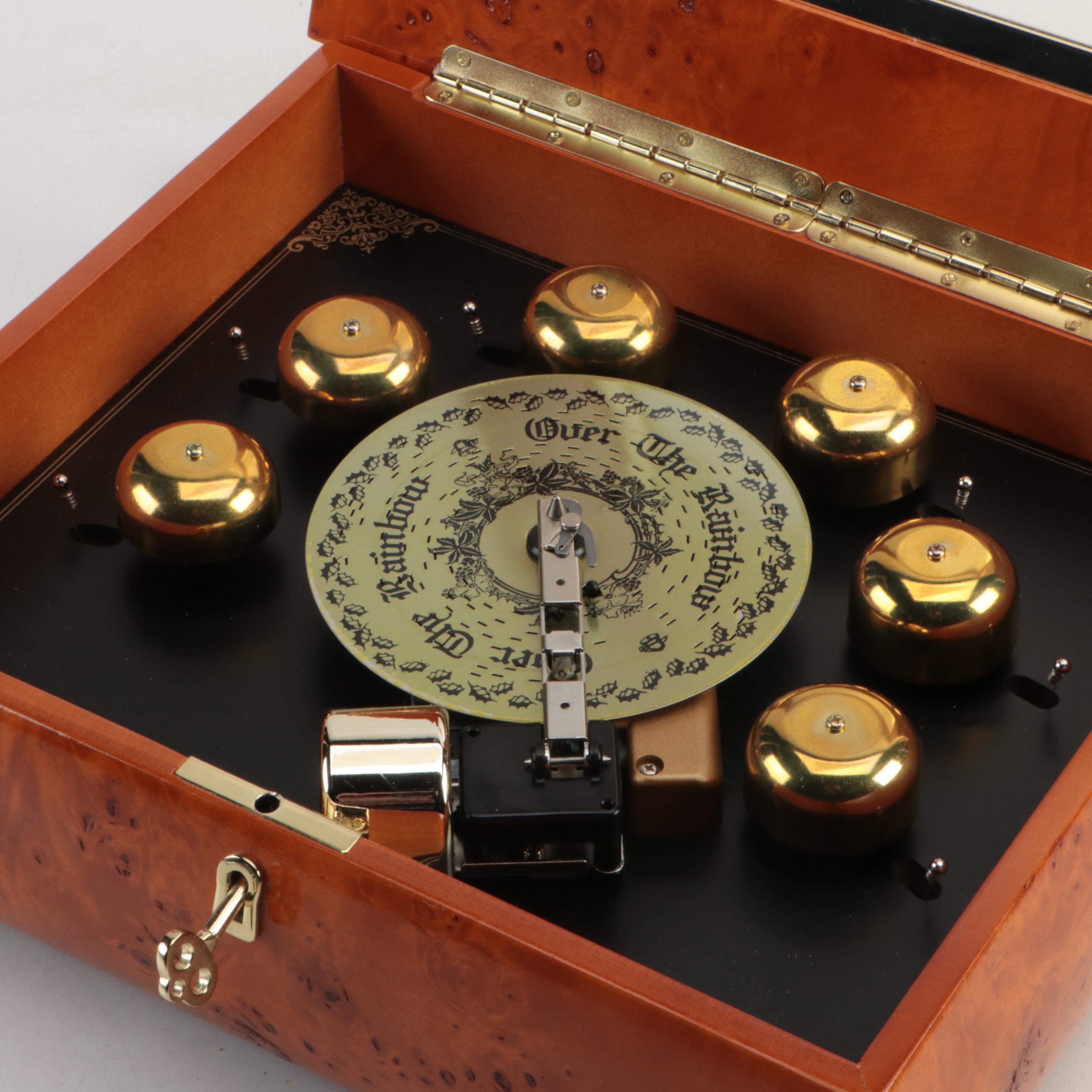 Gold Label Burl Wood Deluxe Bell Symphonium Music Box