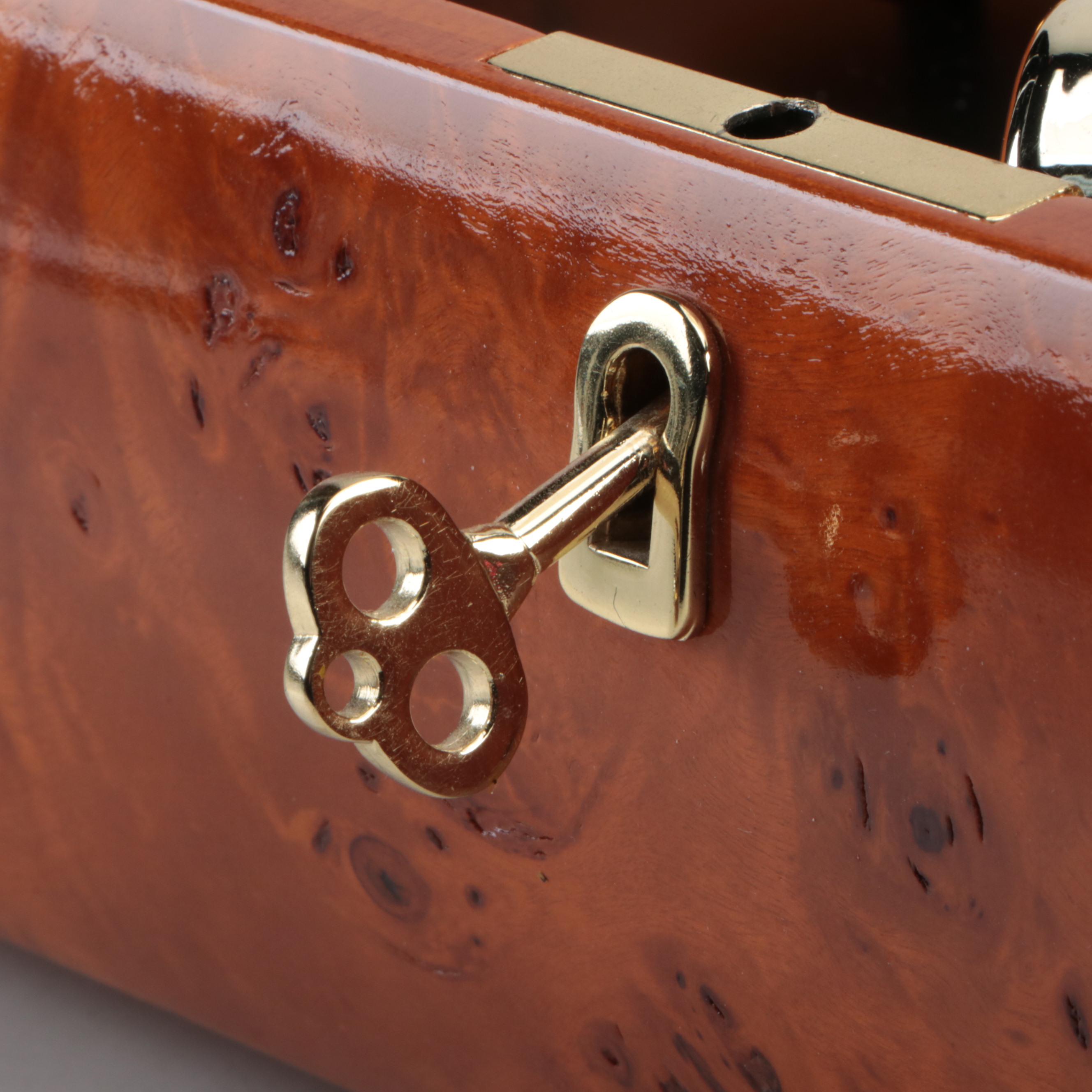 Gold Label Burl Wood Deluxe Bell Symphonium Music Box