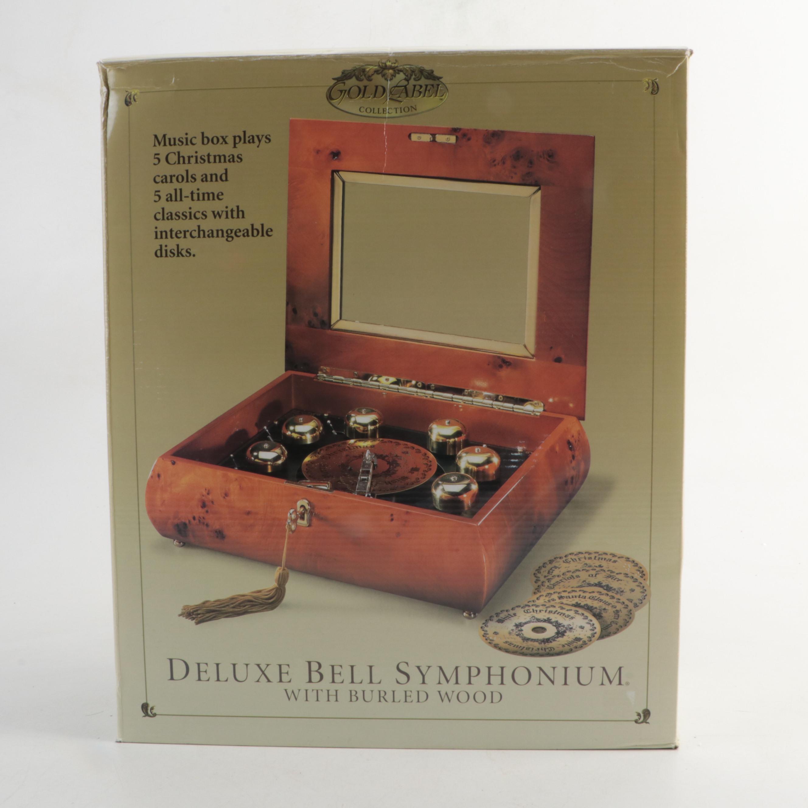 Gold Label Burl Wood Deluxe Bell Symphonium Music Box