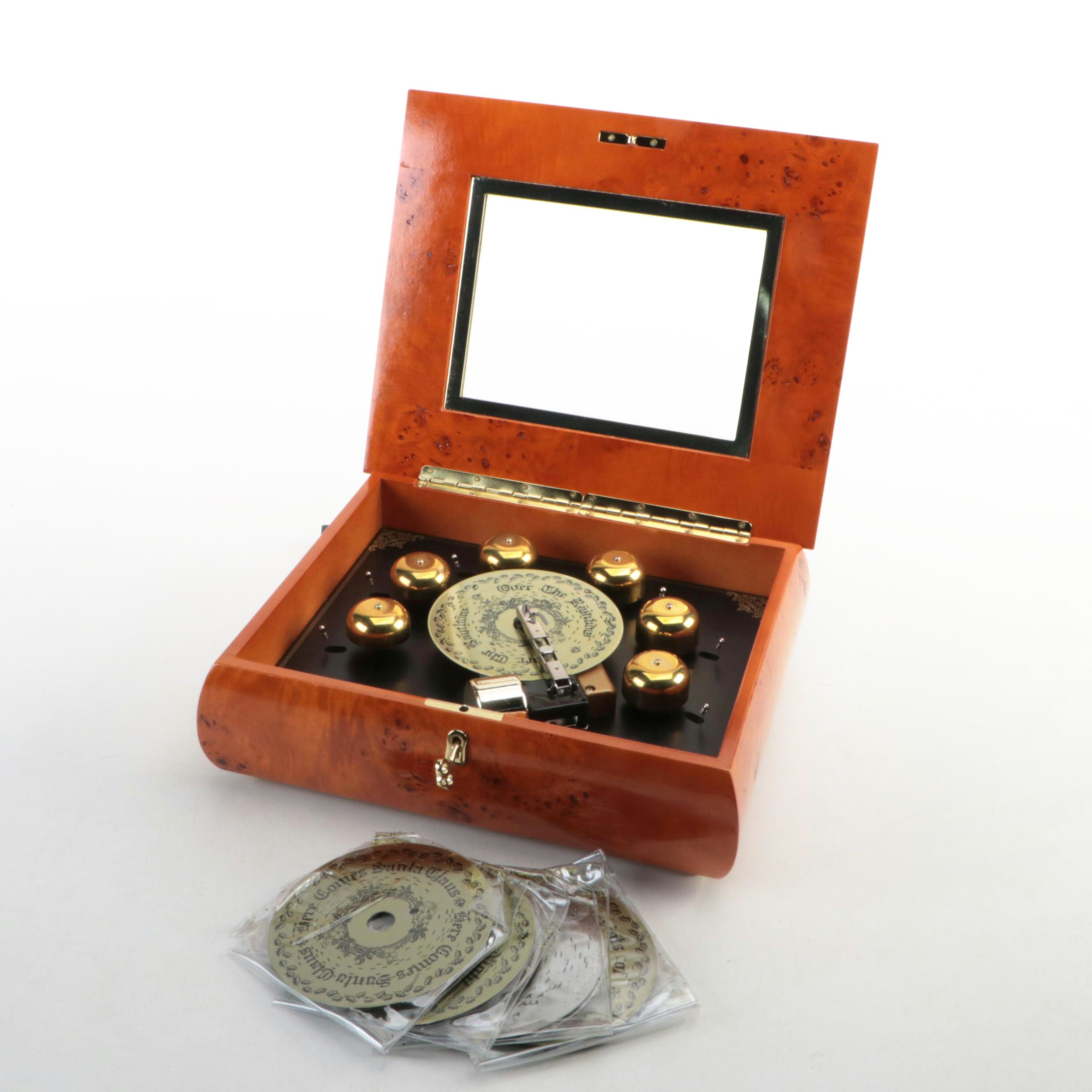 Gold Label Burl Wood Deluxe Bell Symphonium Music Box