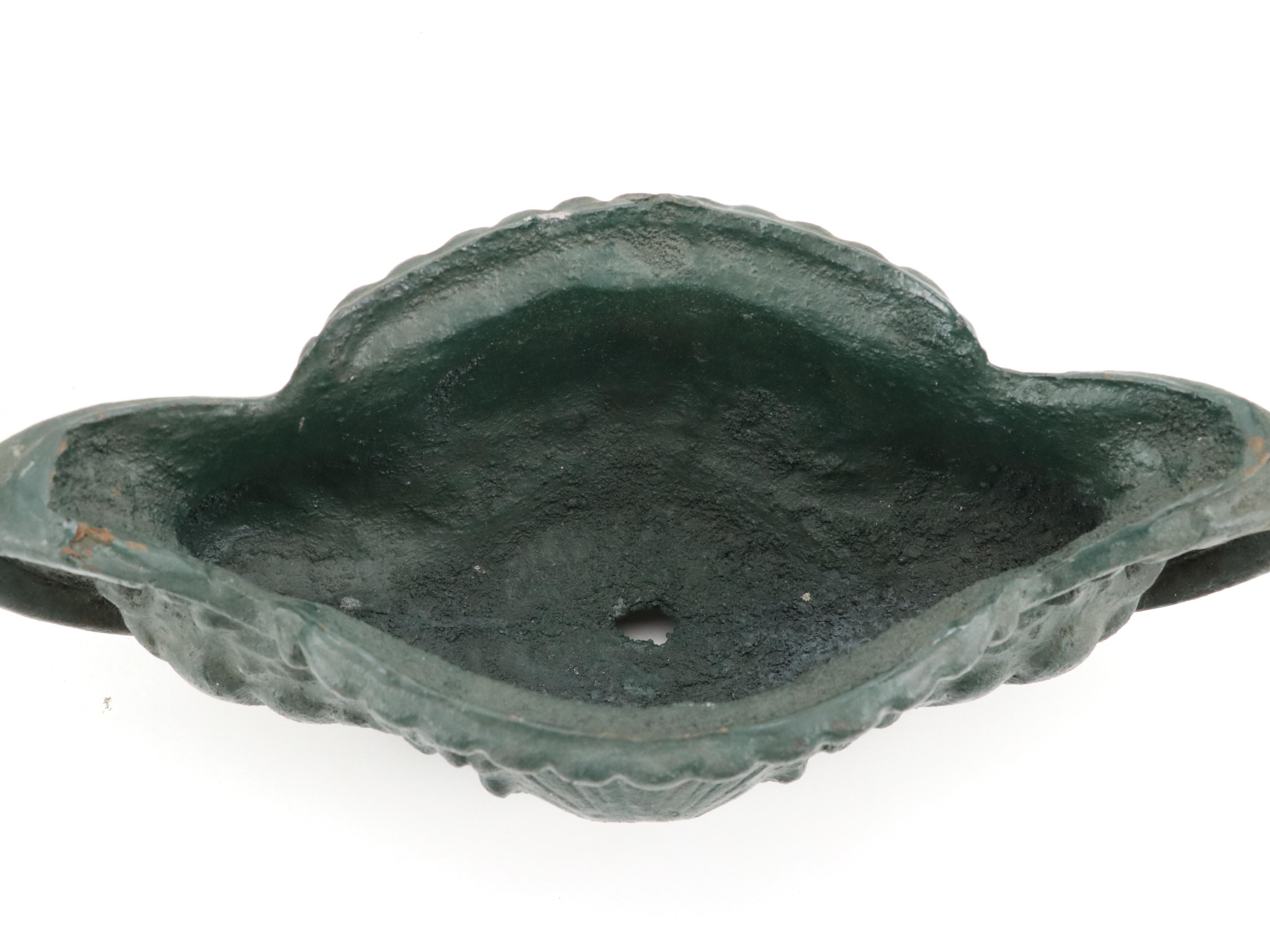 Art Nouveau Style Painted Cast Iron Planter Pair with Shell Motif