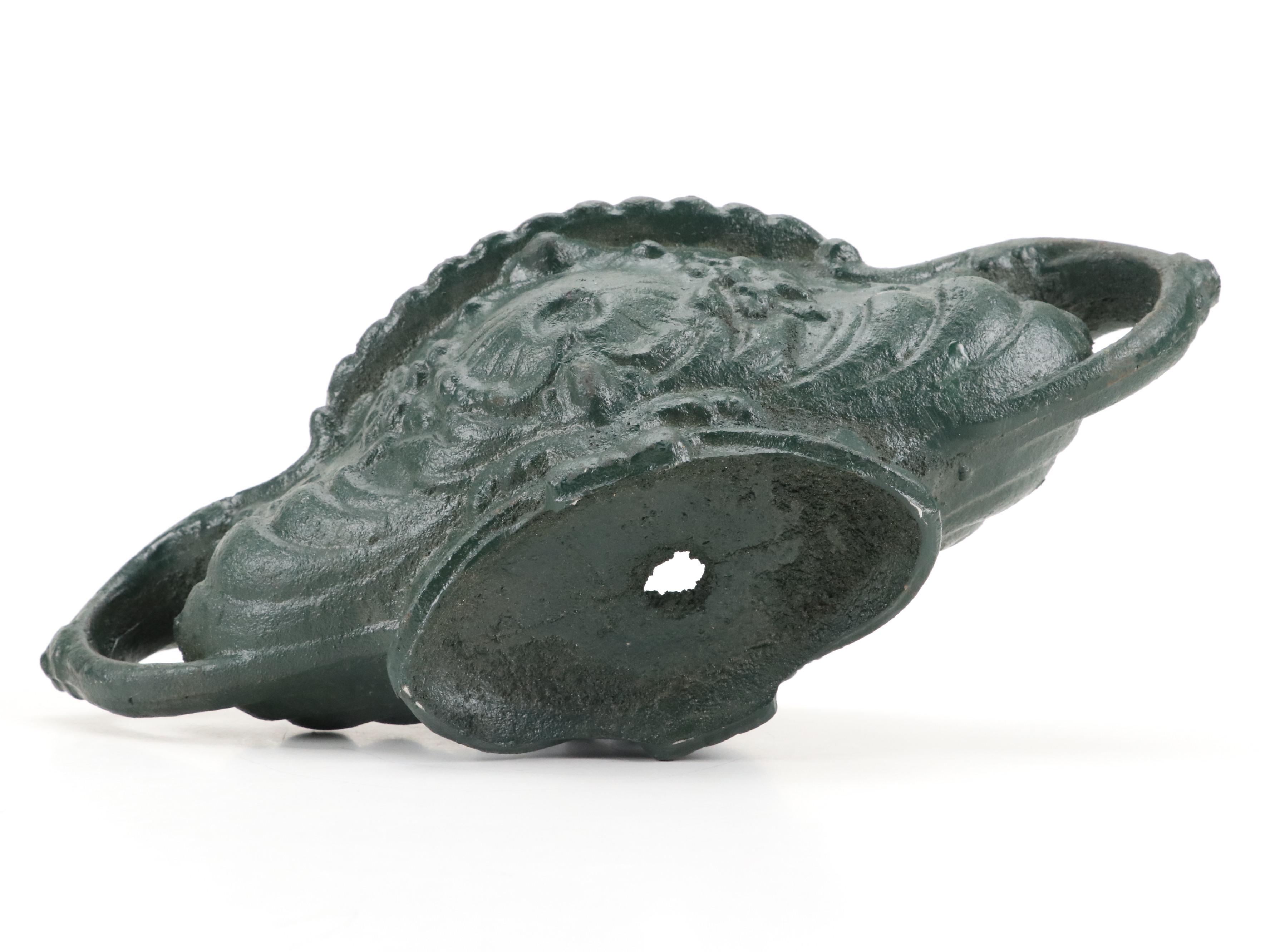 Art Nouveau Style Painted Cast Iron Planter Pair with Shell Motif