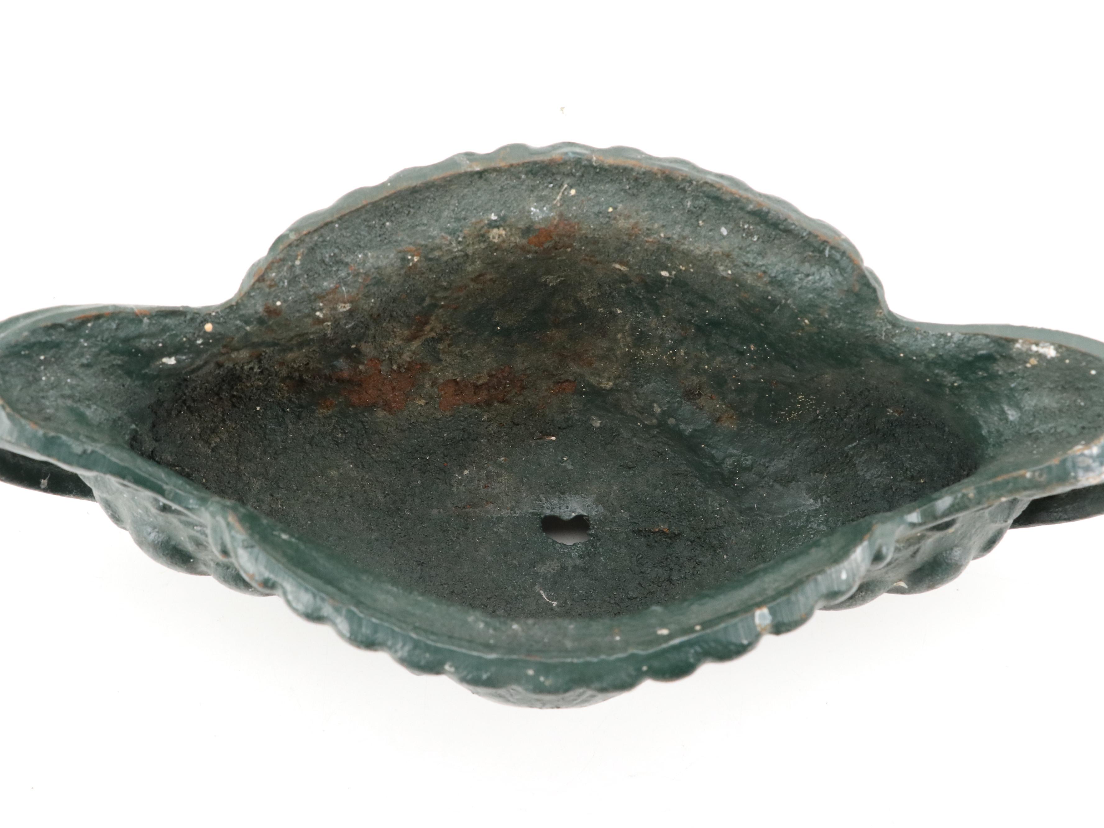 Art Nouveau Style Painted Cast Iron Planter Pair with Shell Motif