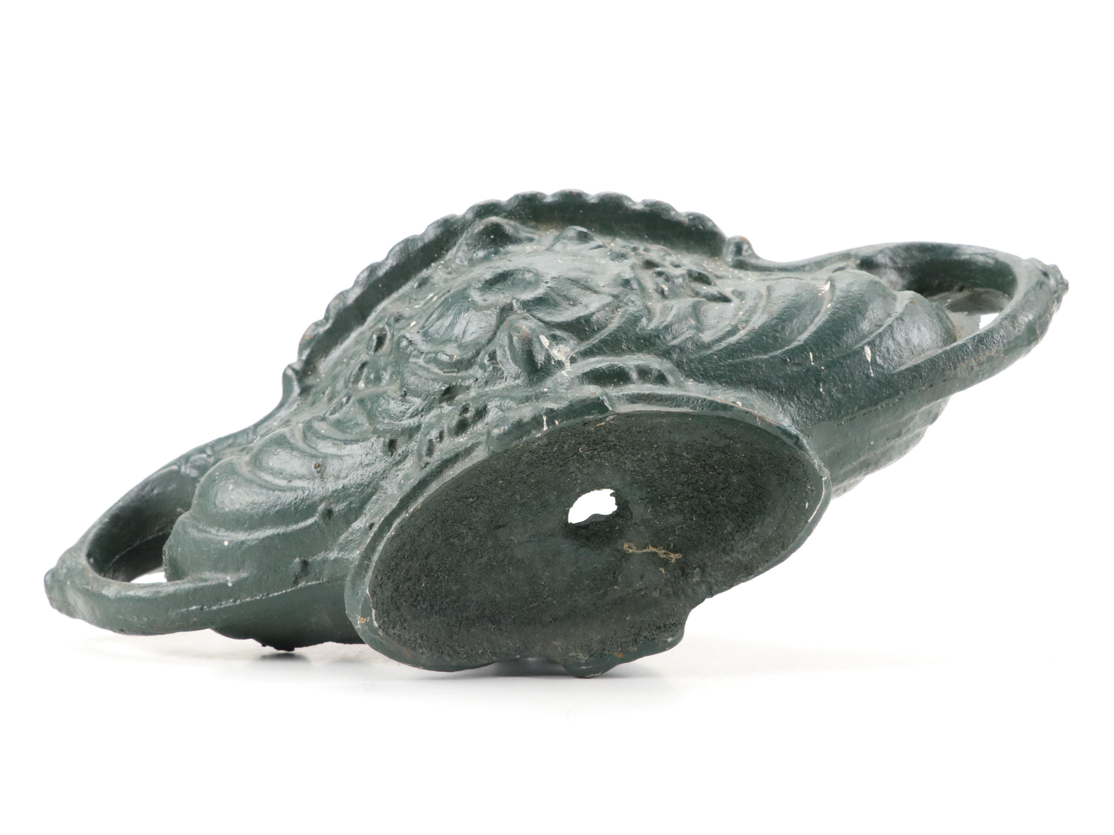 Art Nouveau Style Painted Cast Iron Planter Pair with Shell Motif