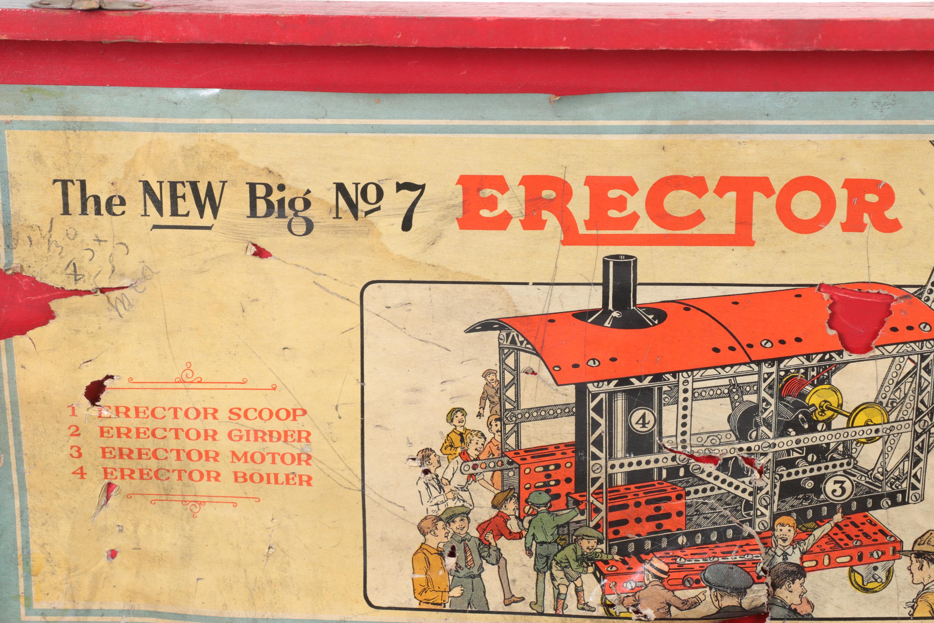 Gilbert Erector Set No.7 in Wood Case, Mid 20th Century