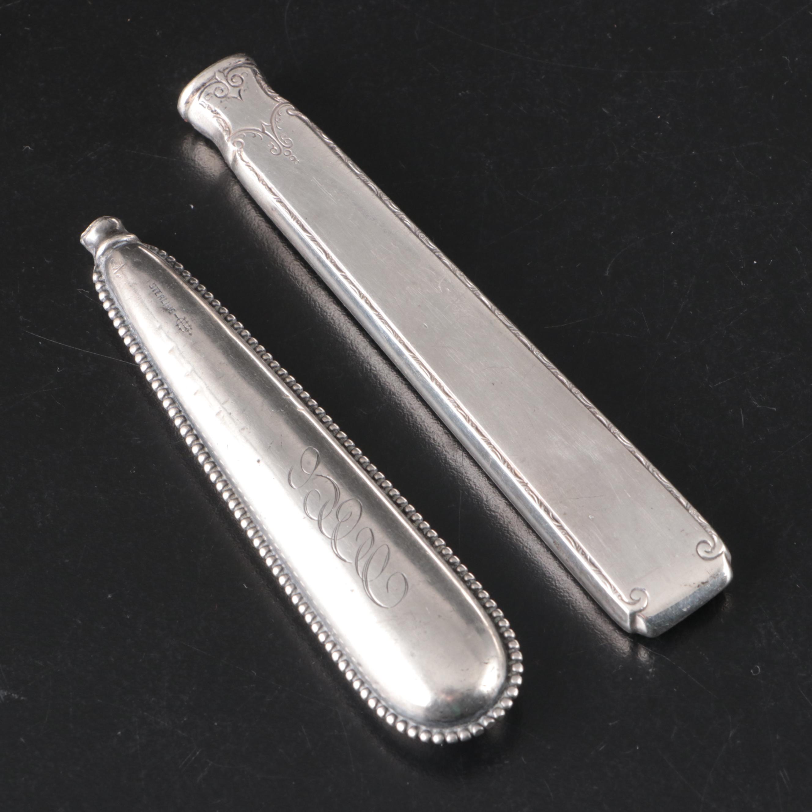 Coin Silver Fiddle Back Spoons with Sterling Spoon, Knife and Handles