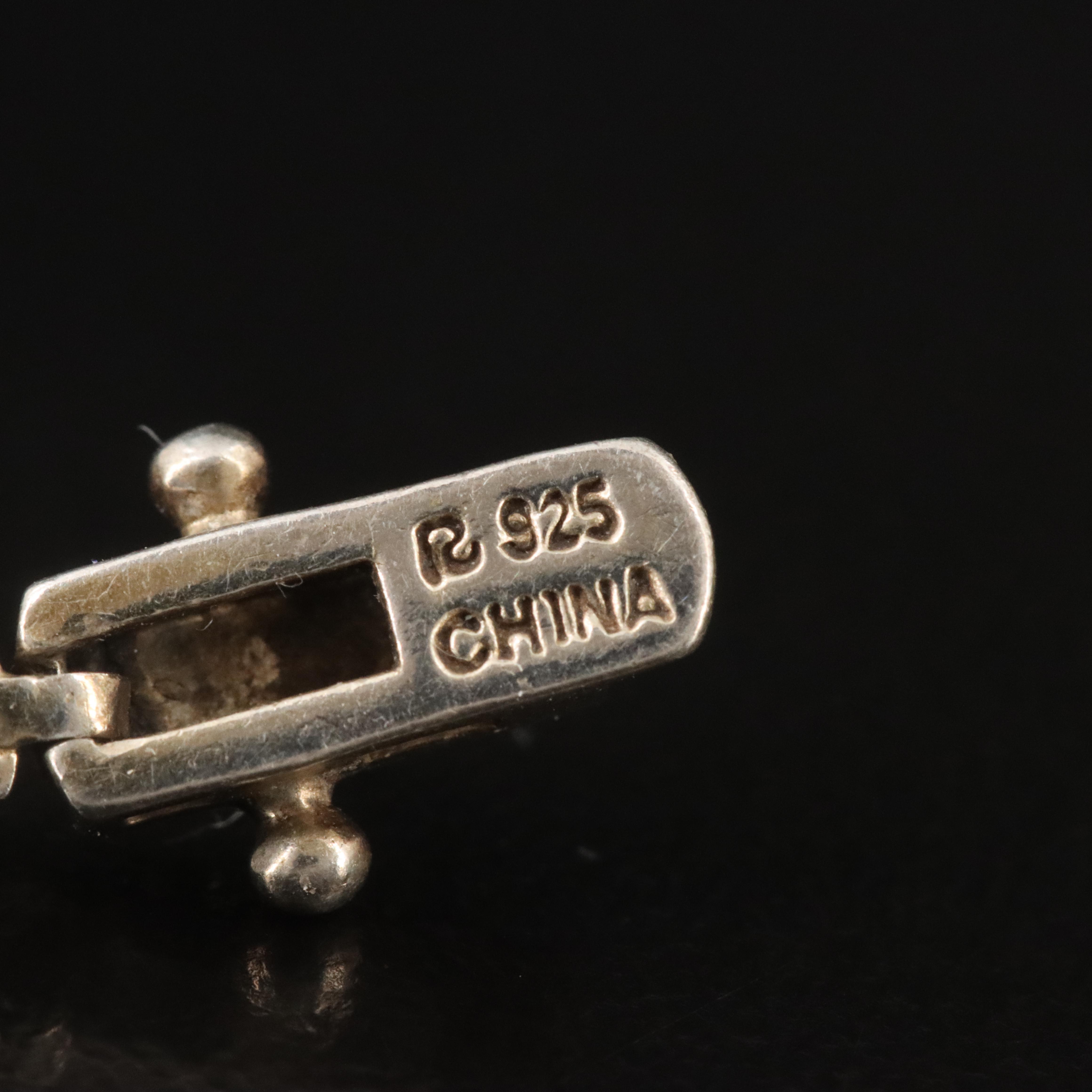 Sterling Bar Link Bracelet with Diamond Accent