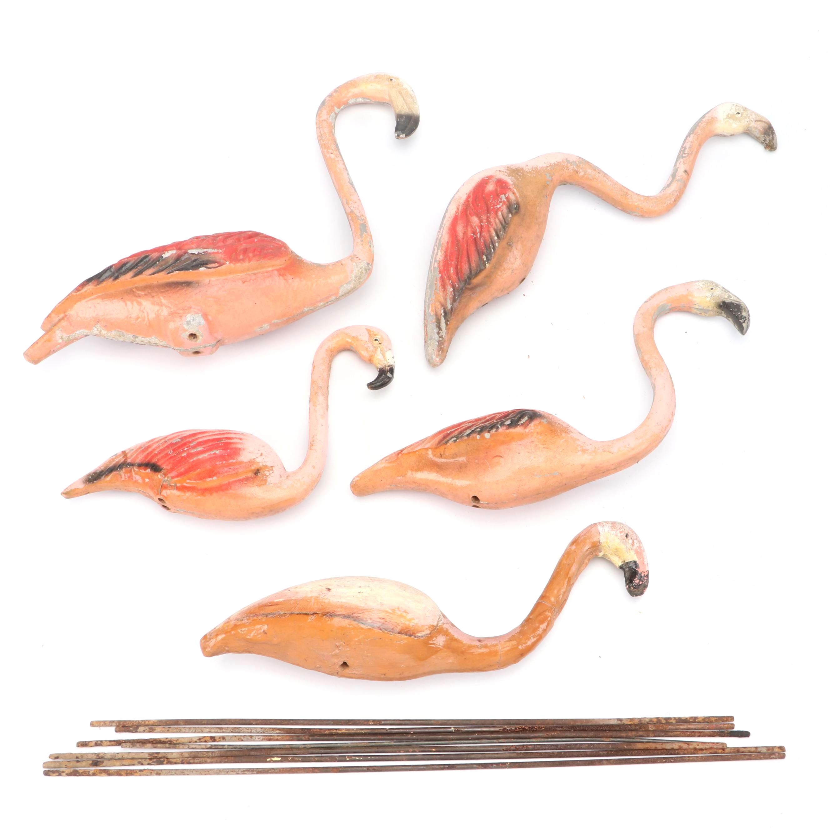 Mid Century Modern Style Aluminum Flamingo Lawn Ornaments