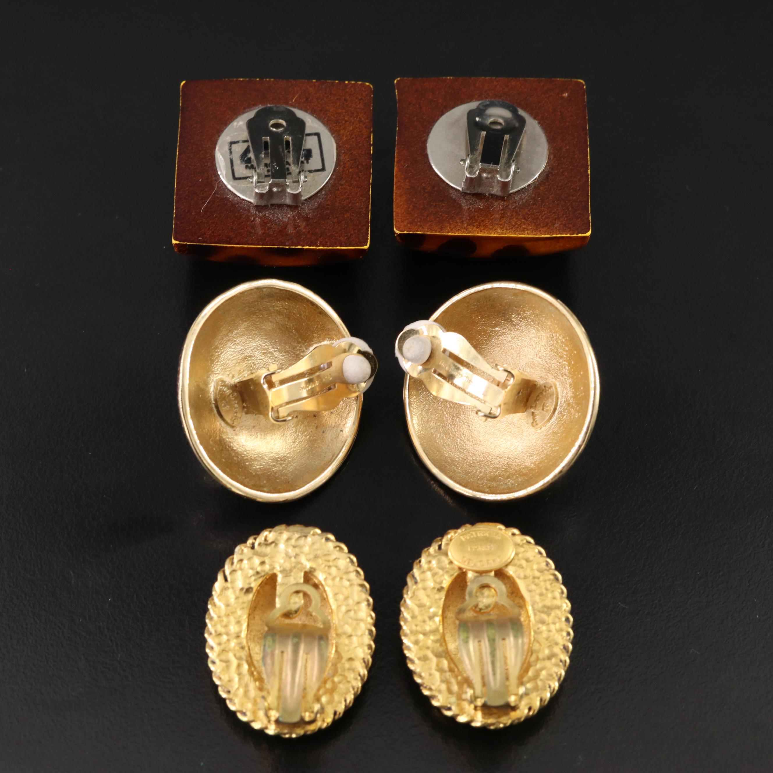 Vintage Patricia Delorme, Guy Laroche and Marc Labat Clip Earrings