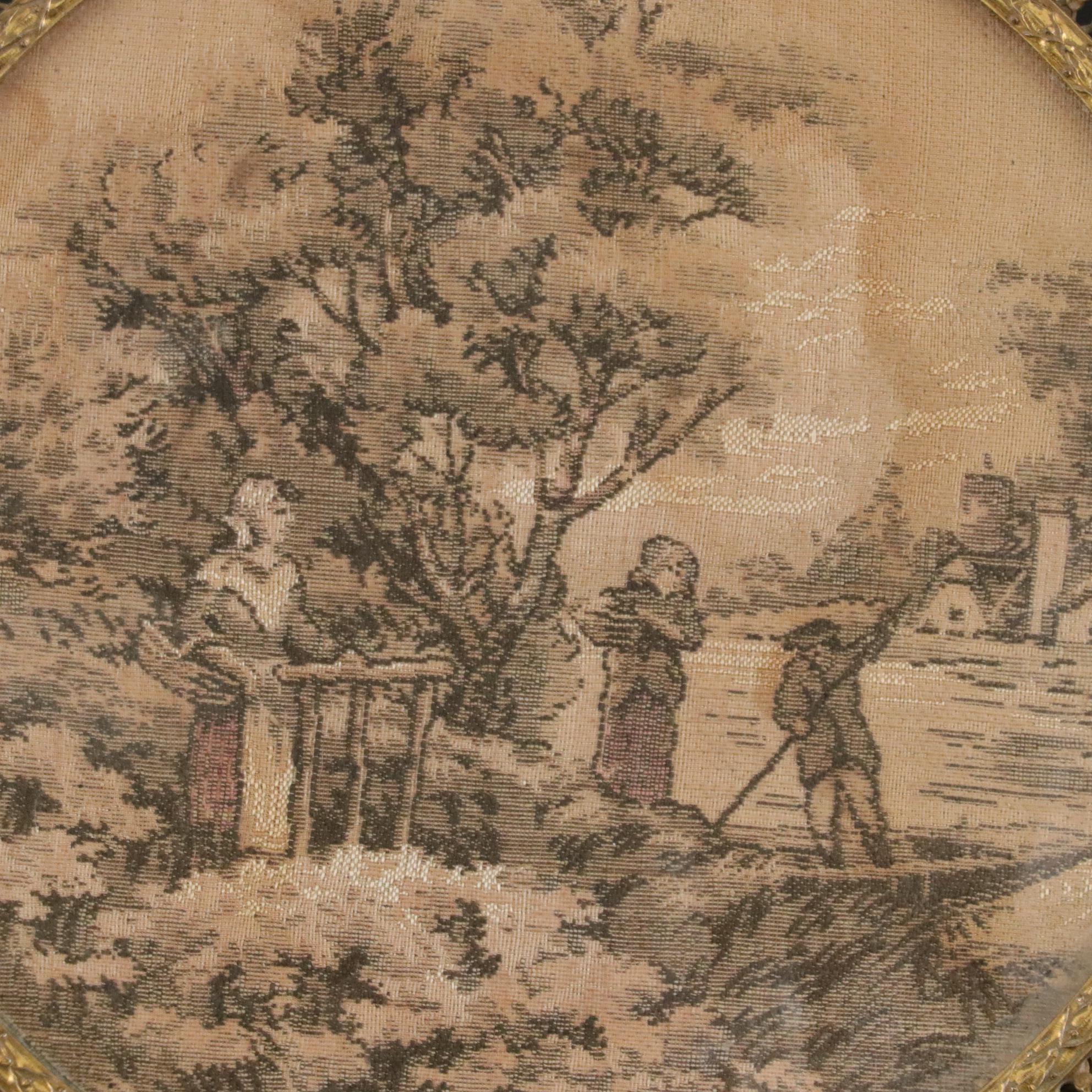 Victorian Style Jacquard Tapestry Vanity Tray with Brass Filigree Trim