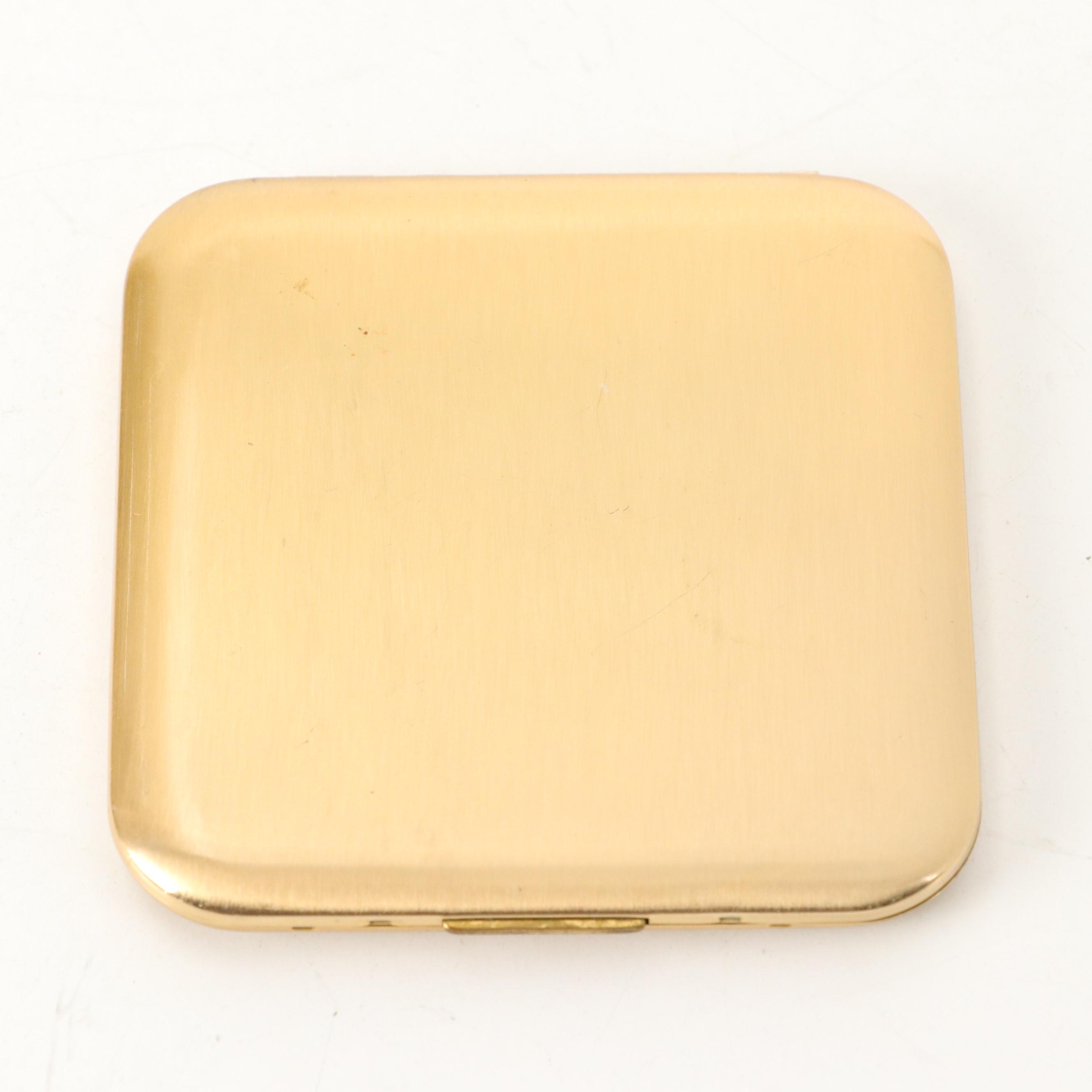Pilcher Geometric Pattern Gold Plate Compact Mirror