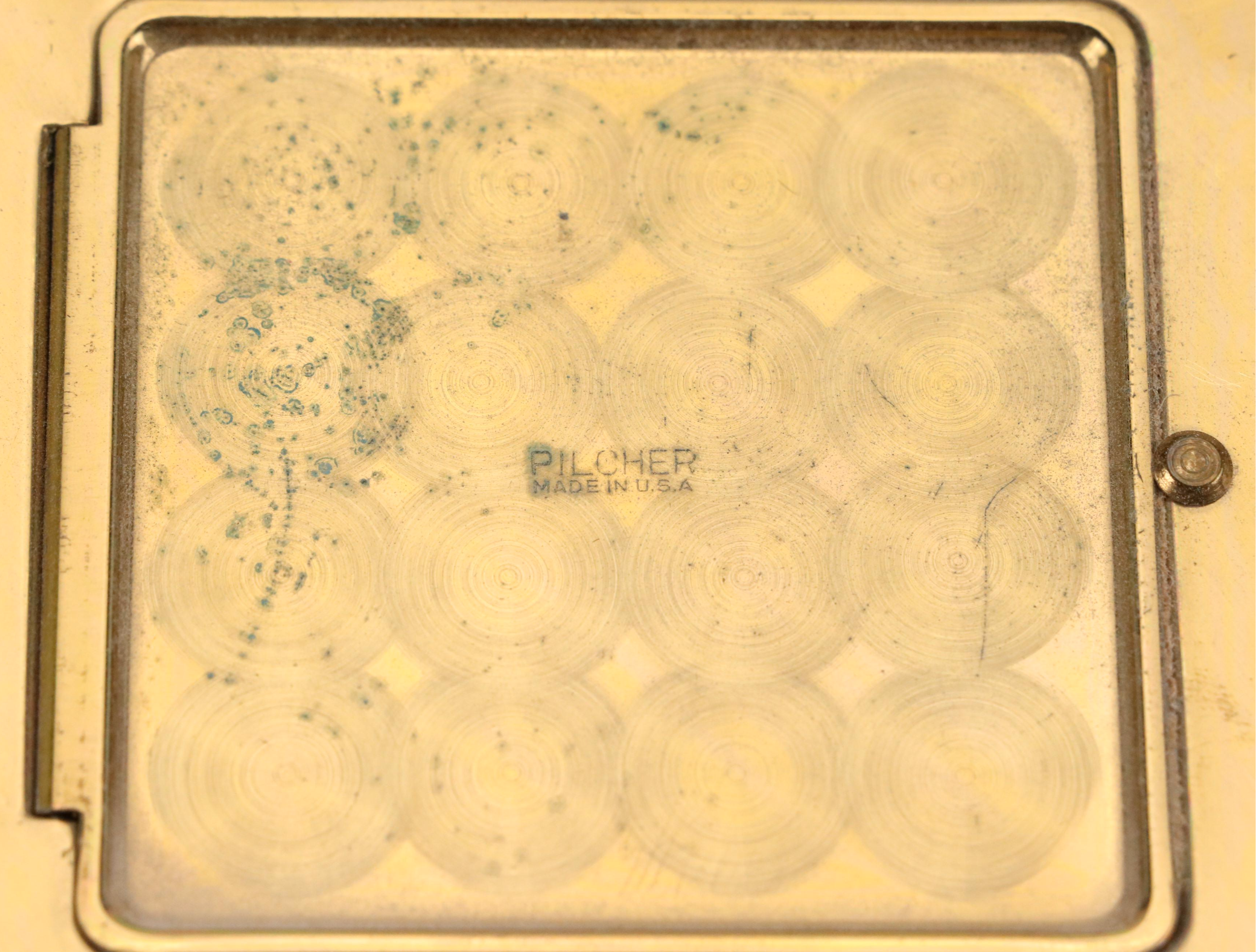 Pilcher Geometric Pattern Gold Plate Compact Mirror