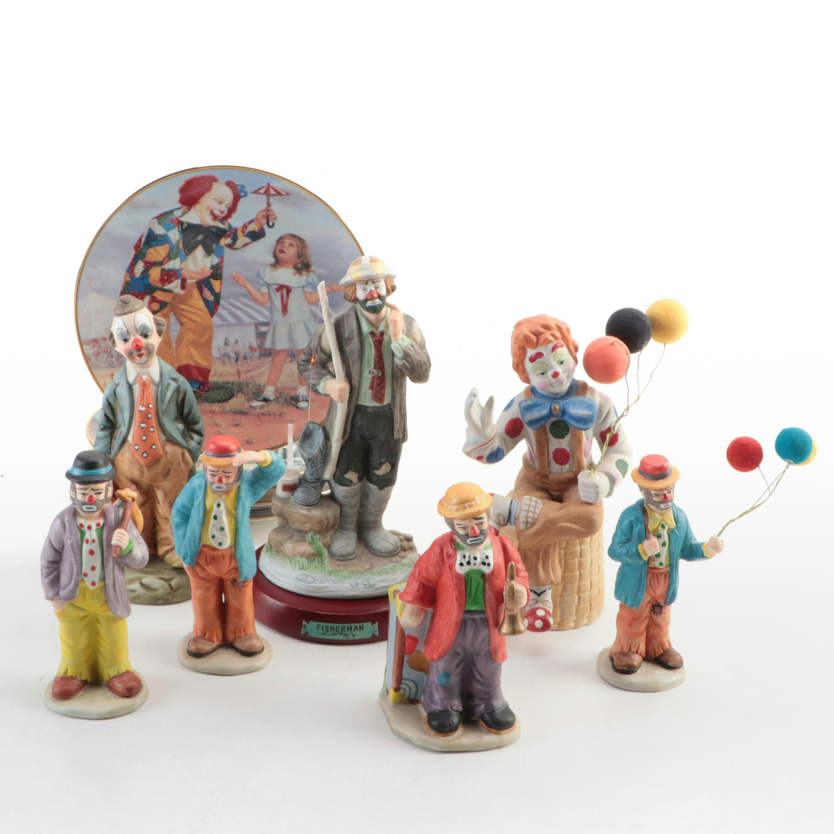 Flambro Emmett Kelly Jr. Porcelain Clown Figurines and Other Décor